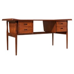 Danish Modern Executive Sculpted Teak Desk by Peter Lovig Nielsen