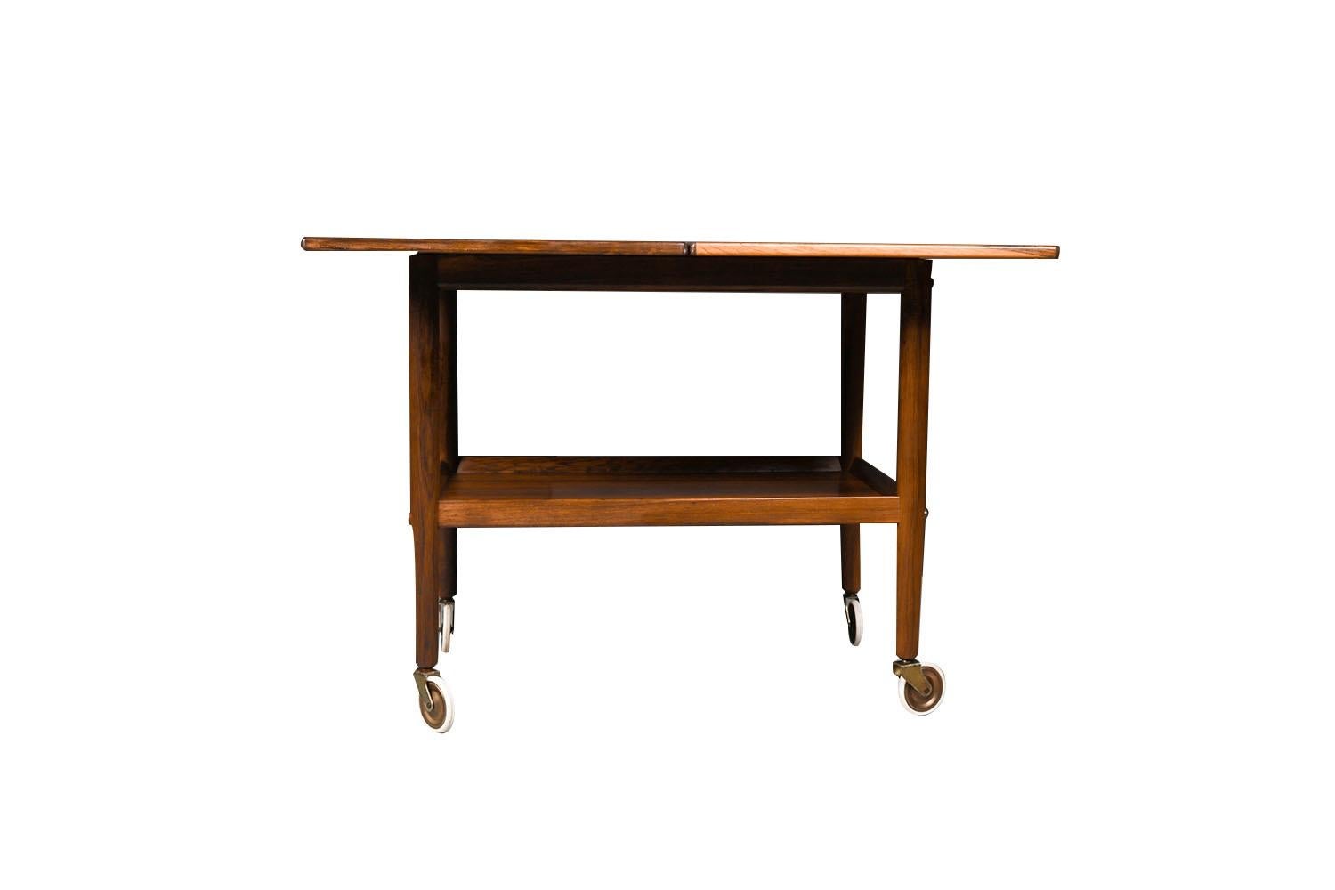 Mid-Century Modern Danish Modern Expandable Rosewood Bar Cart Grete Jalk for Poul Jeppesen For Sale