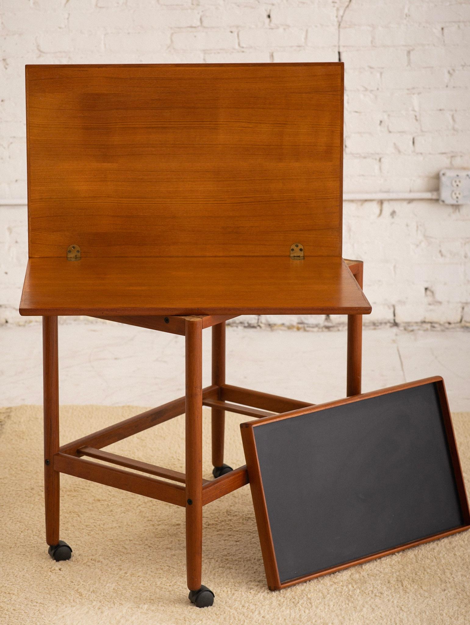 Danish Modern Expandable Teak Bar Cart by Grete Jalk for Poul Jeppesen 6