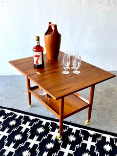 Danish Modern Expandable Teak Bar Cart by Grete Jalk for Poul Jeppesen