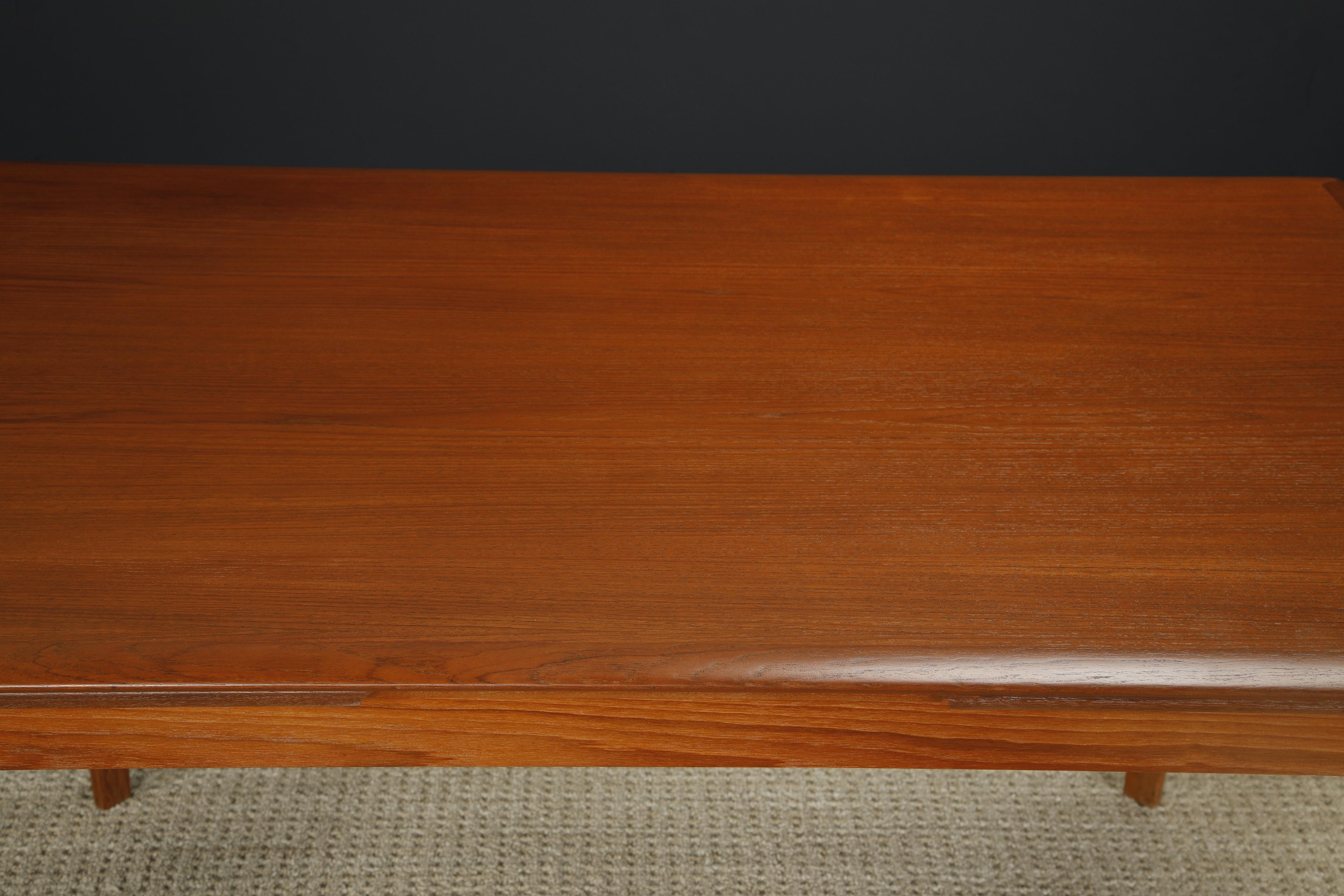 Danish Modern Expandable Teak Dining Table, c 1960s, Refinished For Sale 6