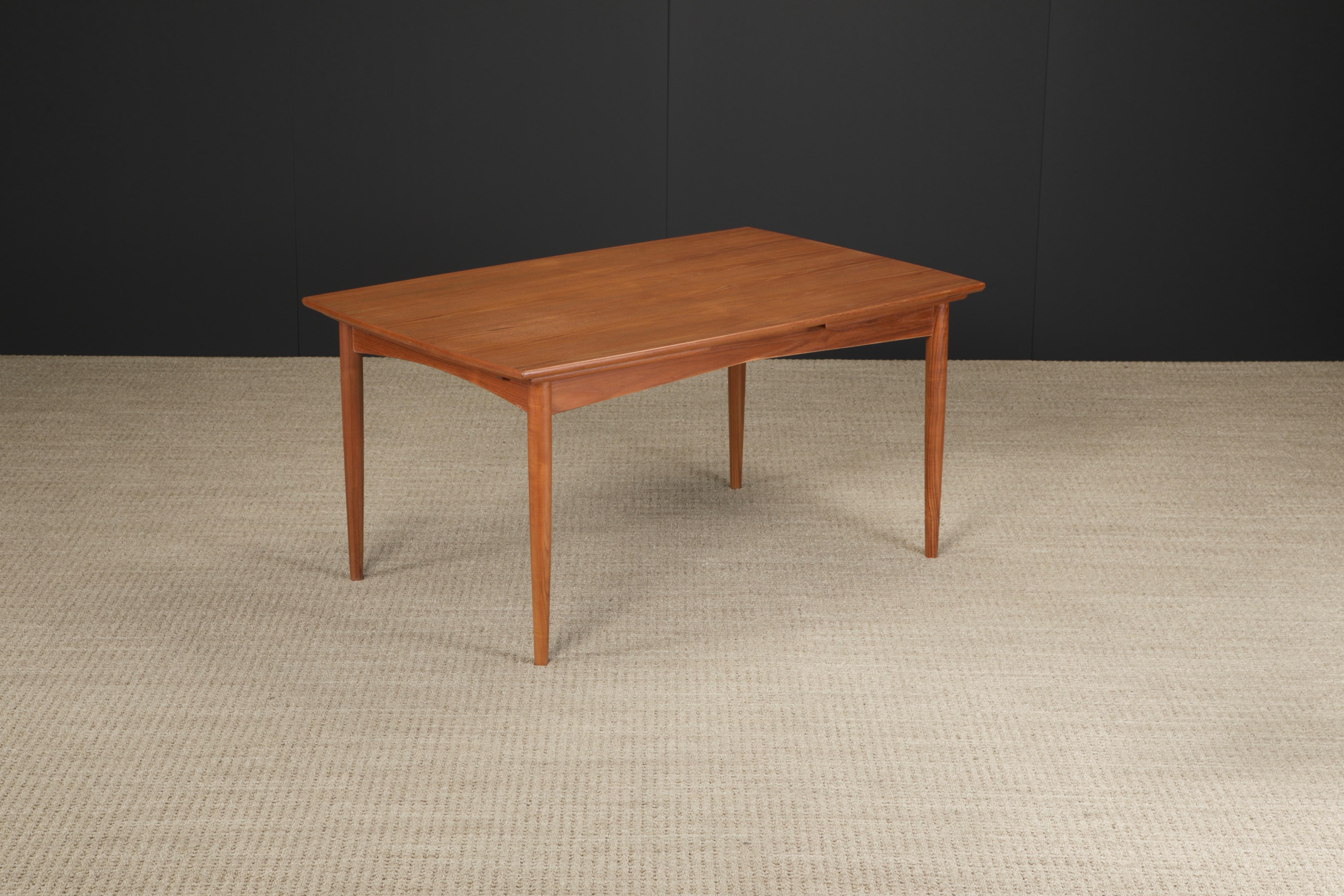 Danish Modern Expandable Teak Dining Table, c 1960s, Refinished For Sale 7