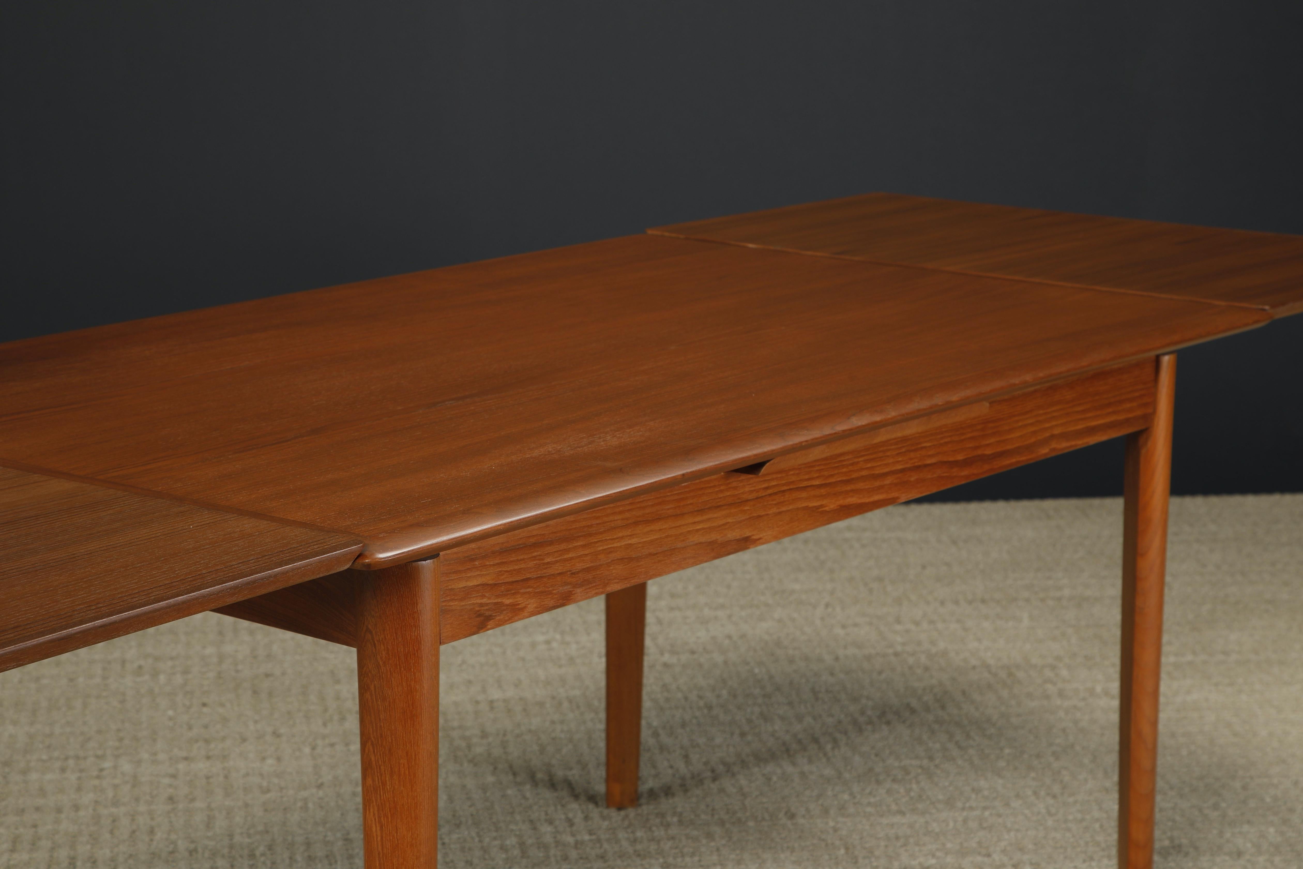 Danish Modern Expandable Teak Dining Table, c 1960s, Refinished For Sale 8
