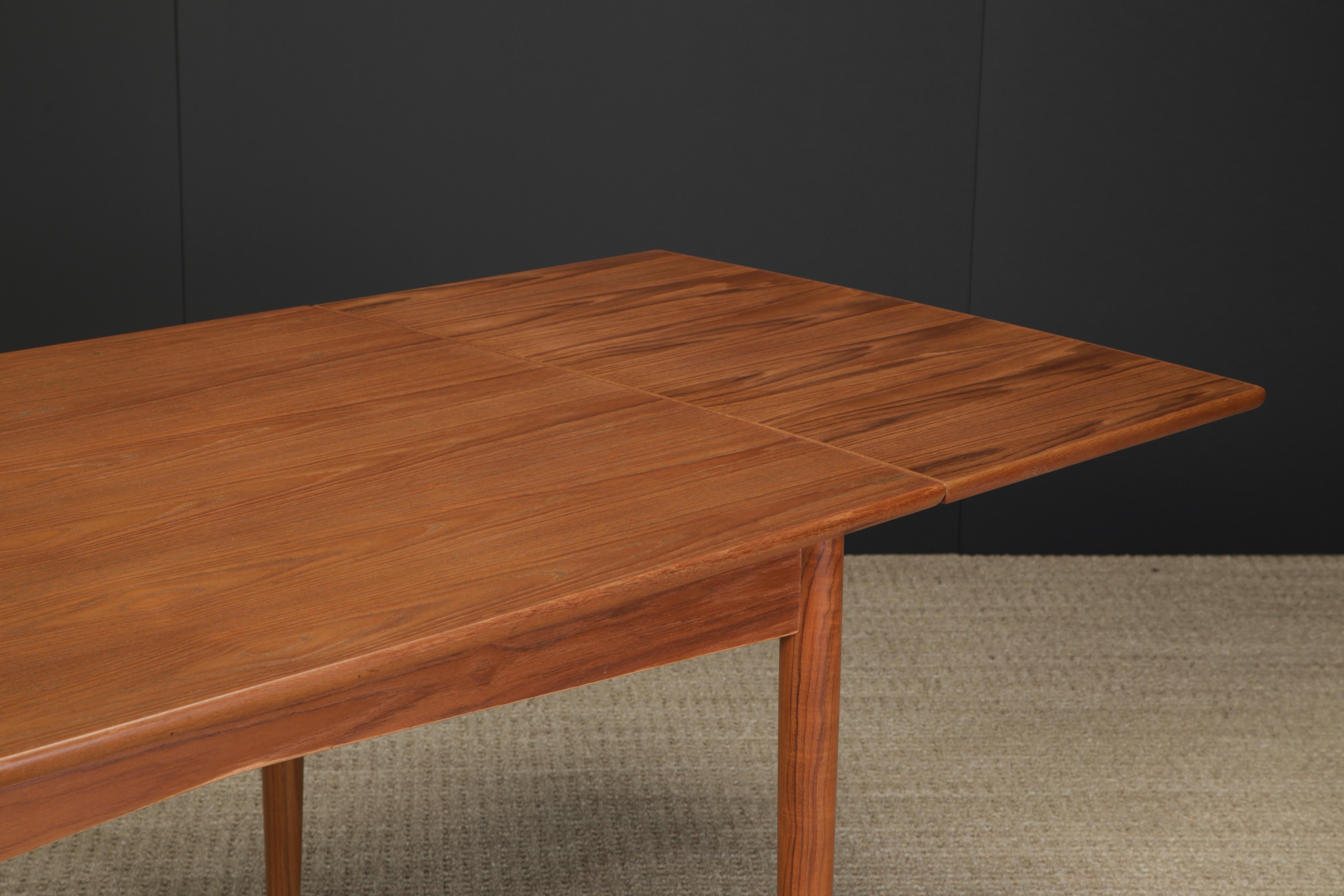 Danish Modern Expandable Teak Dining Table, c 1960s, Refinished For Sale 11