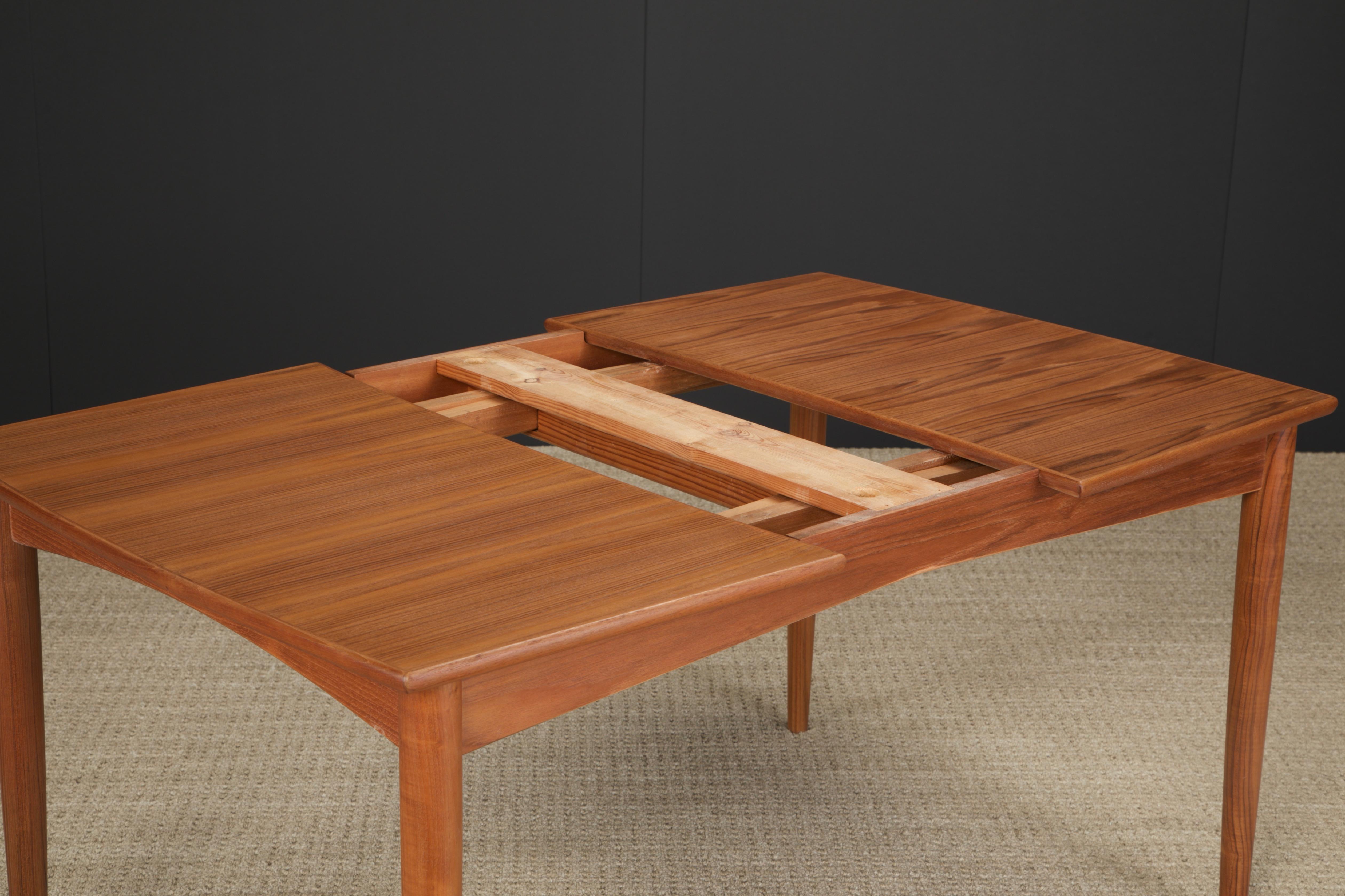 Danish Modern Expandable Teak Dining Table, c 1960s, Refinished For Sale 12