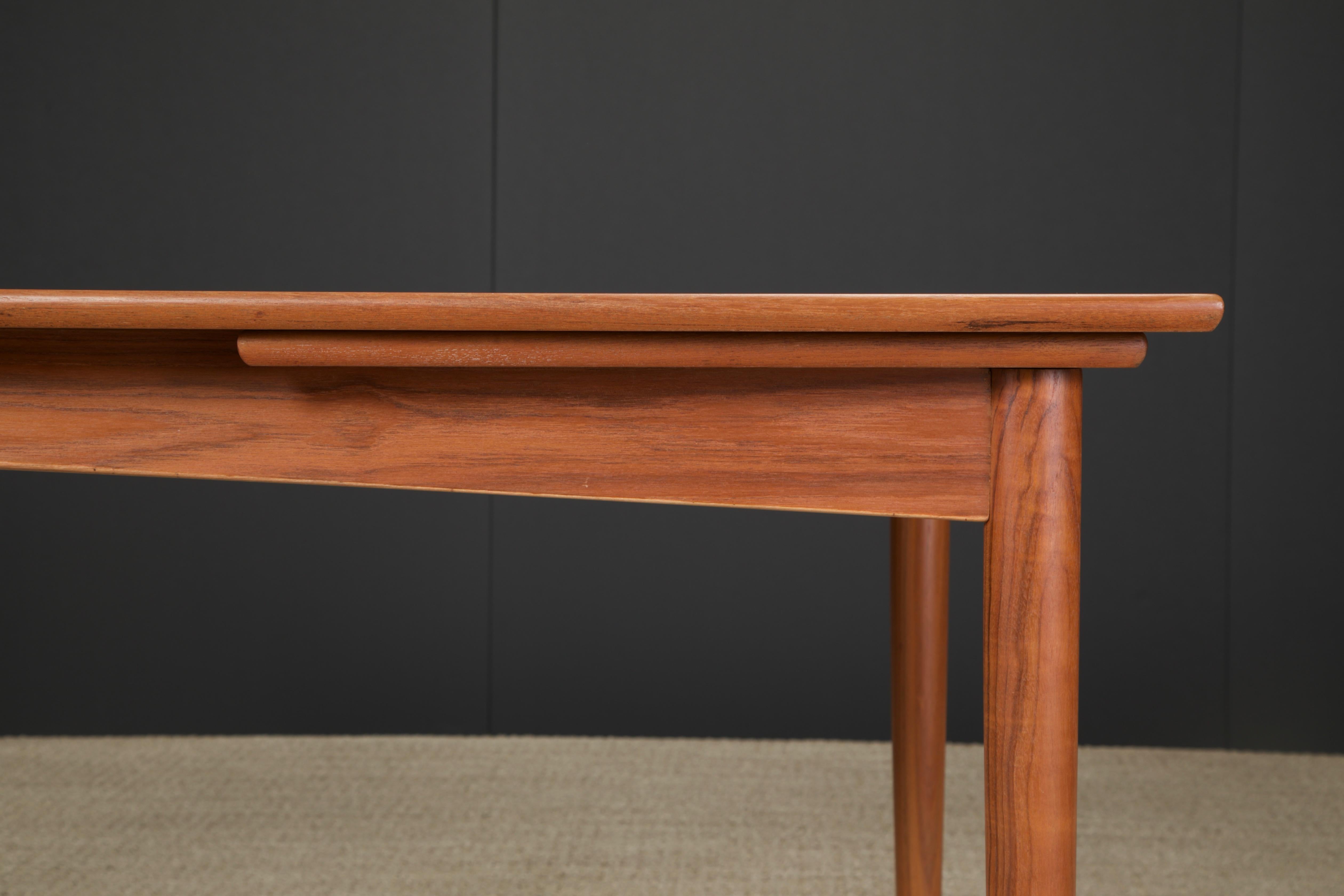Danish Modern Expandable Teak Dining Table, c 1960s, Refinished For Sale 14
