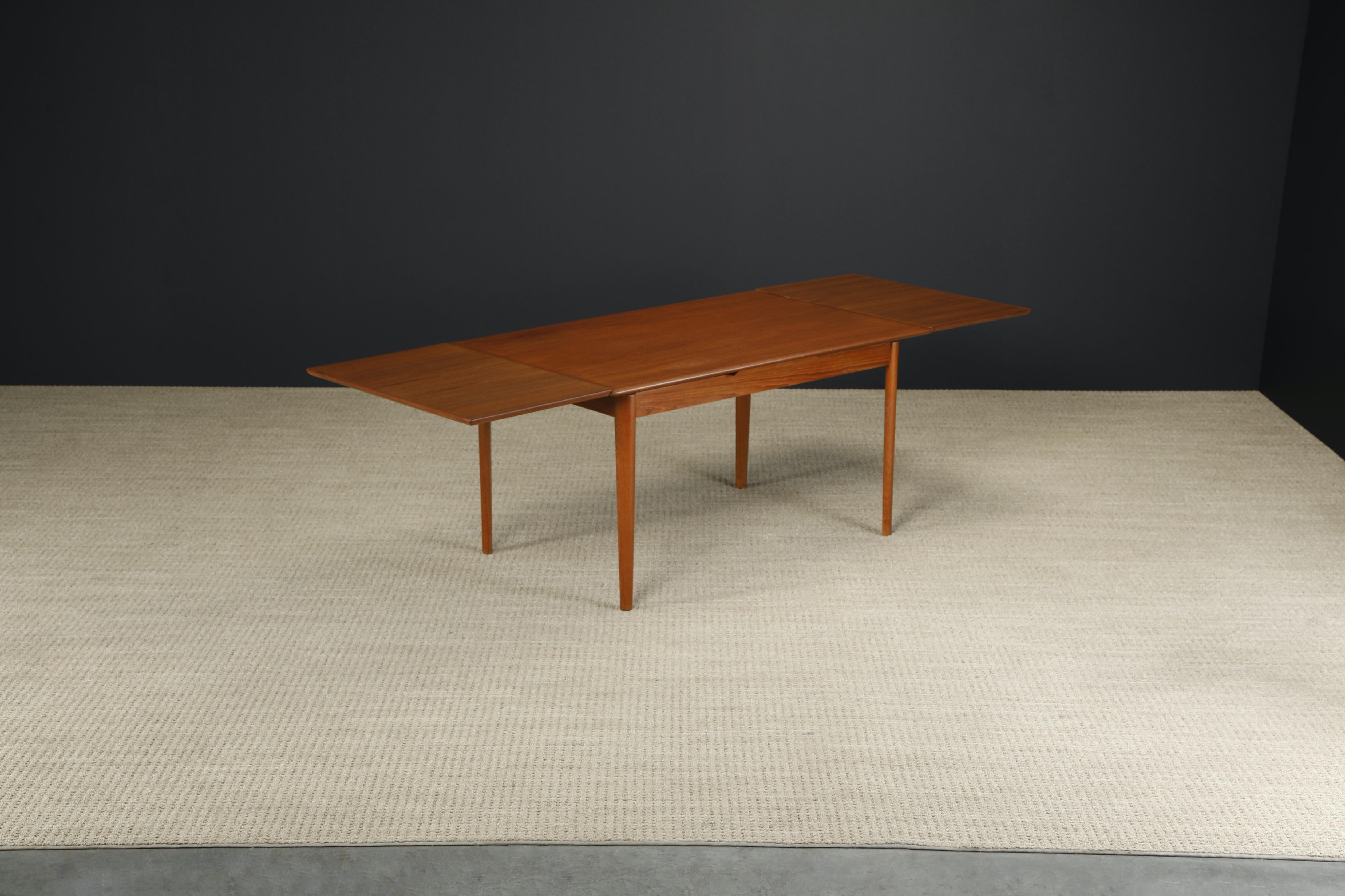 Mid-20th Century Danish Modern Expandable Teak Dining Table, c 1960s, Refinished For Sale