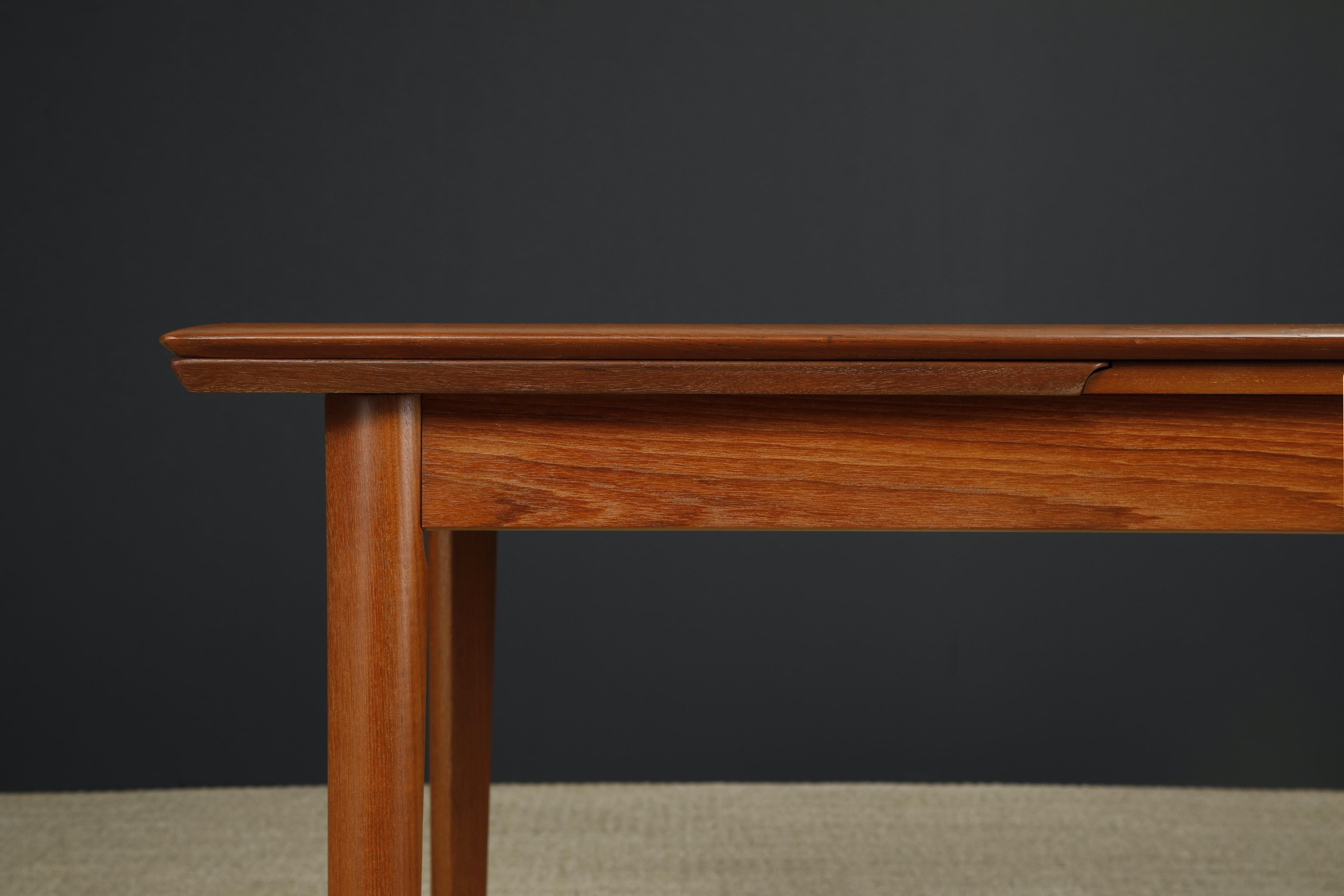 Danish Modern Expandable Teak Dining Table, c 1960s, Refinished For Sale 1