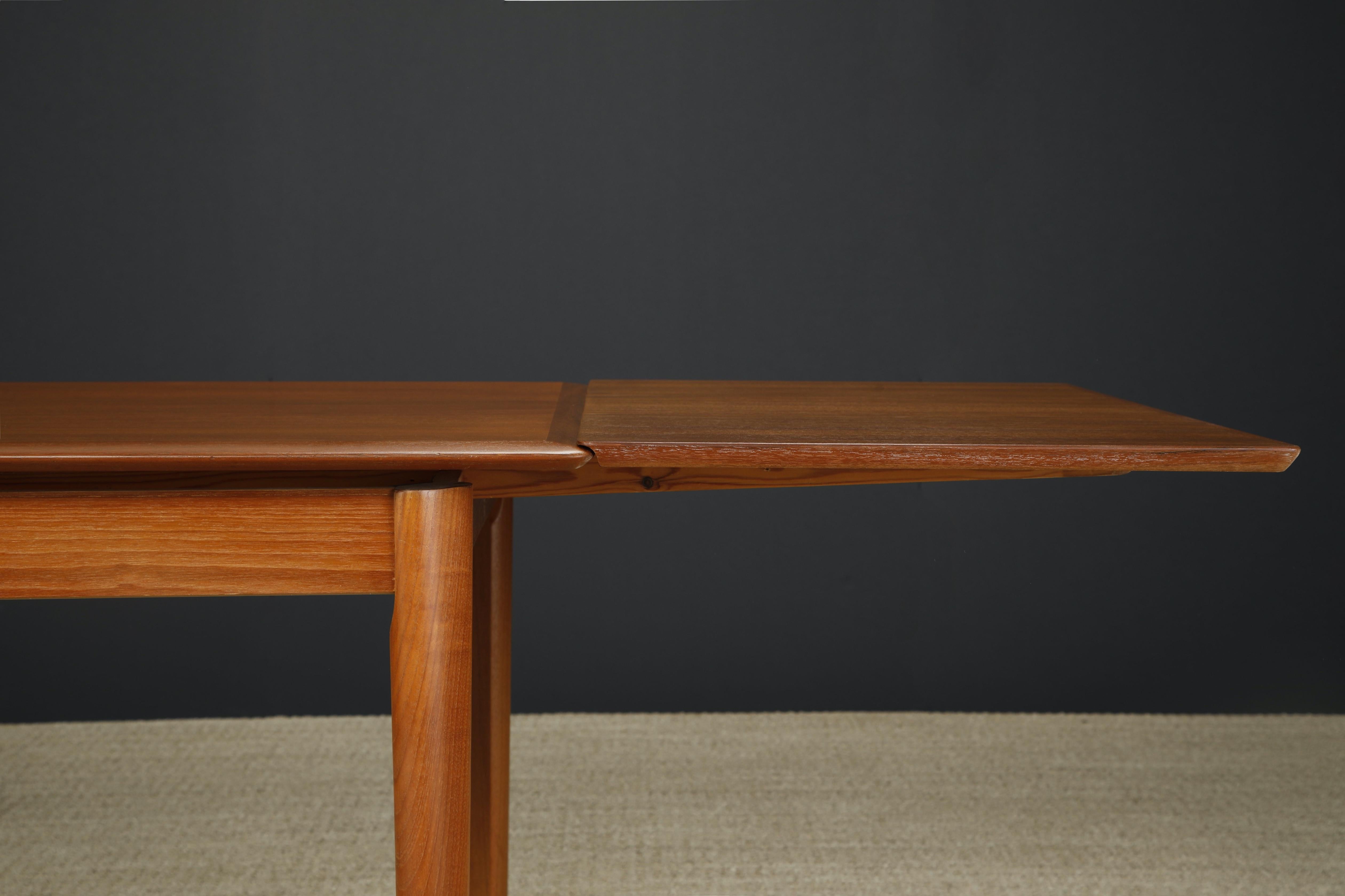 Danish Modern Expandable Teak Dining Table, c 1960s, Refinished For Sale 4
