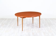 Expertly Restored - Danish.Modern Expanding Oval Teak & Oak Dining Table