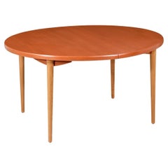 Expertly Restored - Danish Modern Expanding Oval Teak & Oak Dining Table