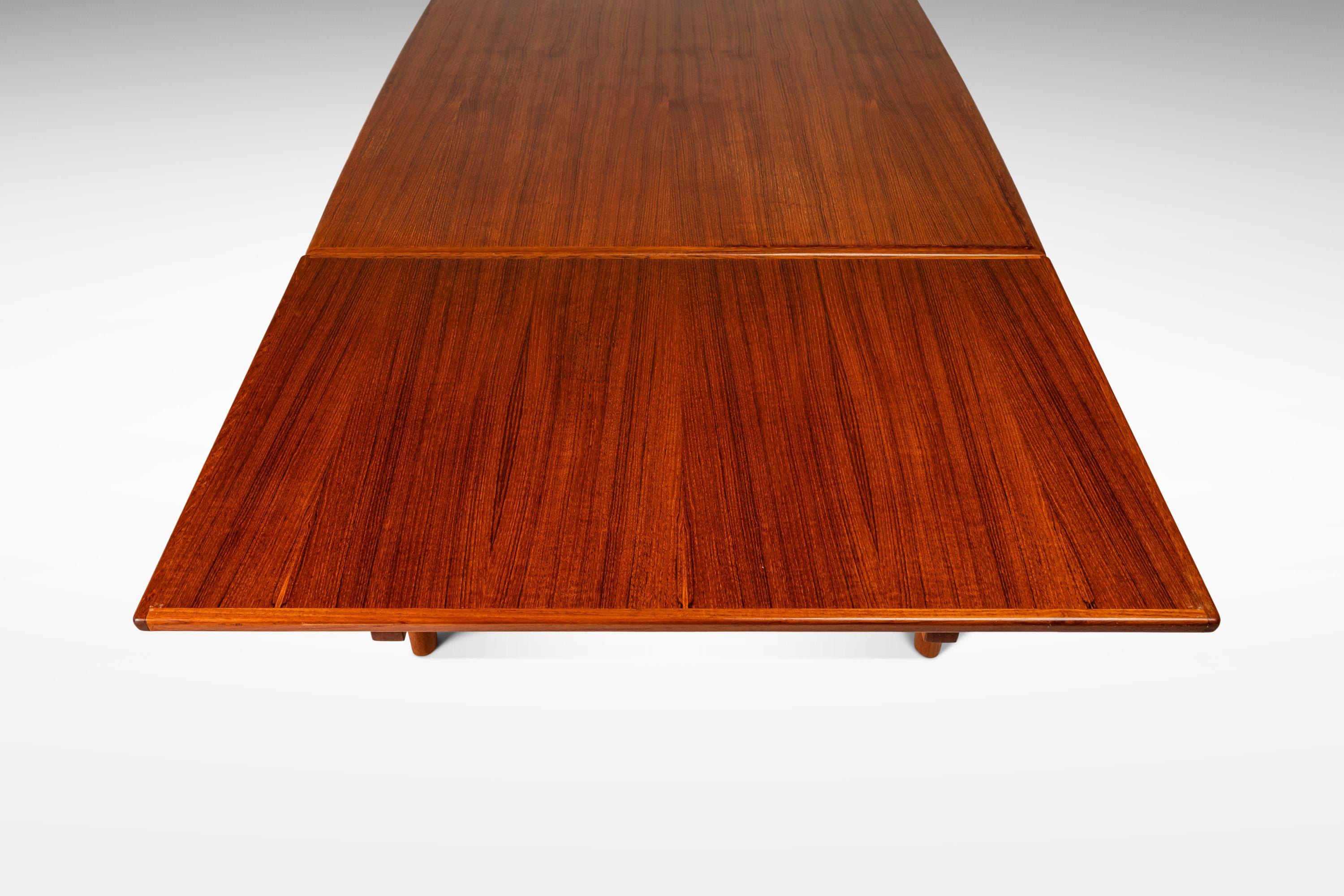 Danish Modern Expansion Dining Table in Teak w/ Stow-in-Table Leaves, c. 1960s For Sale 5