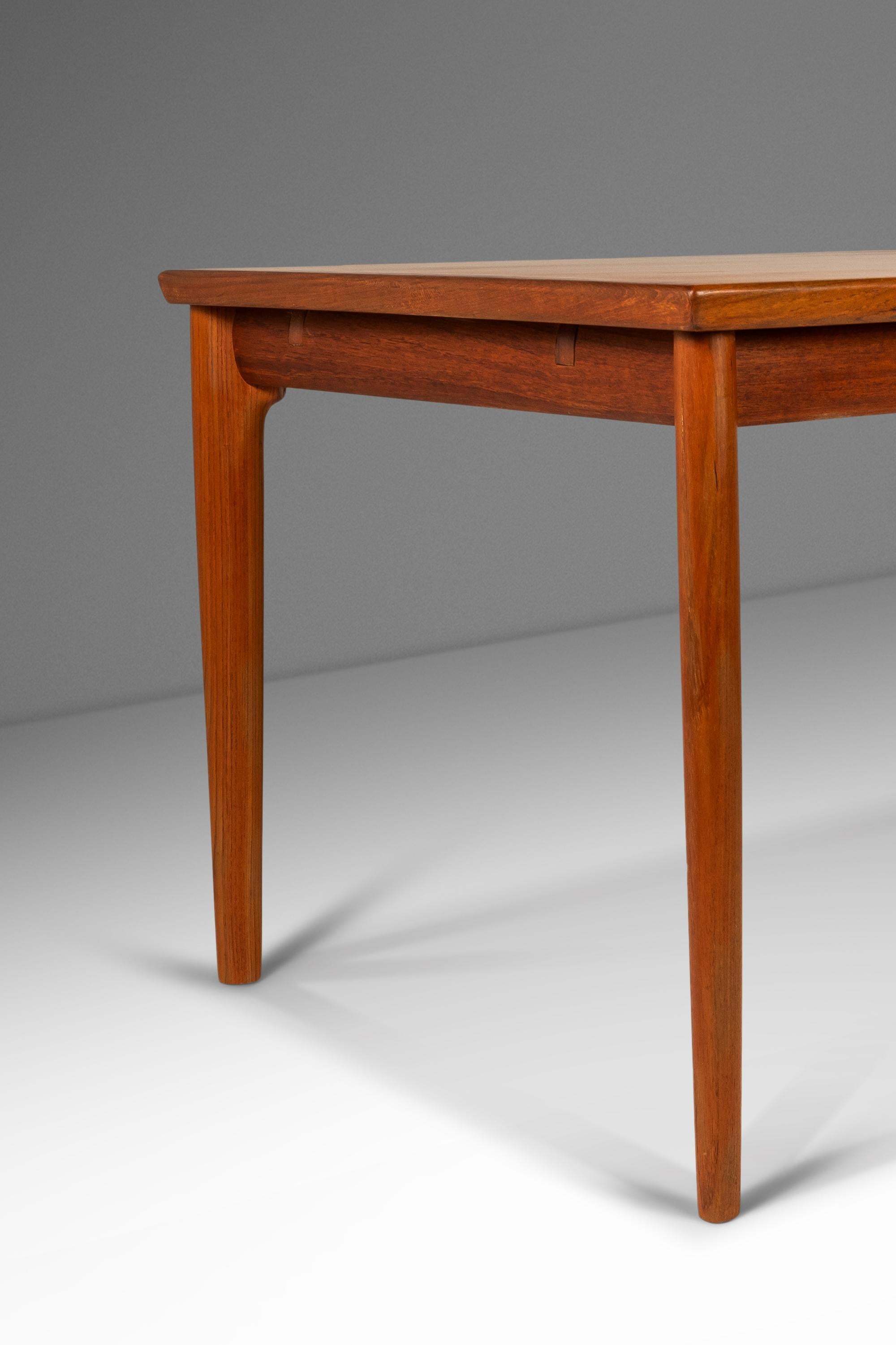Danish Modern Expansion Dining Table in Teak w/ Stow-in-Table Leaves, c. 1960s For Sale 9