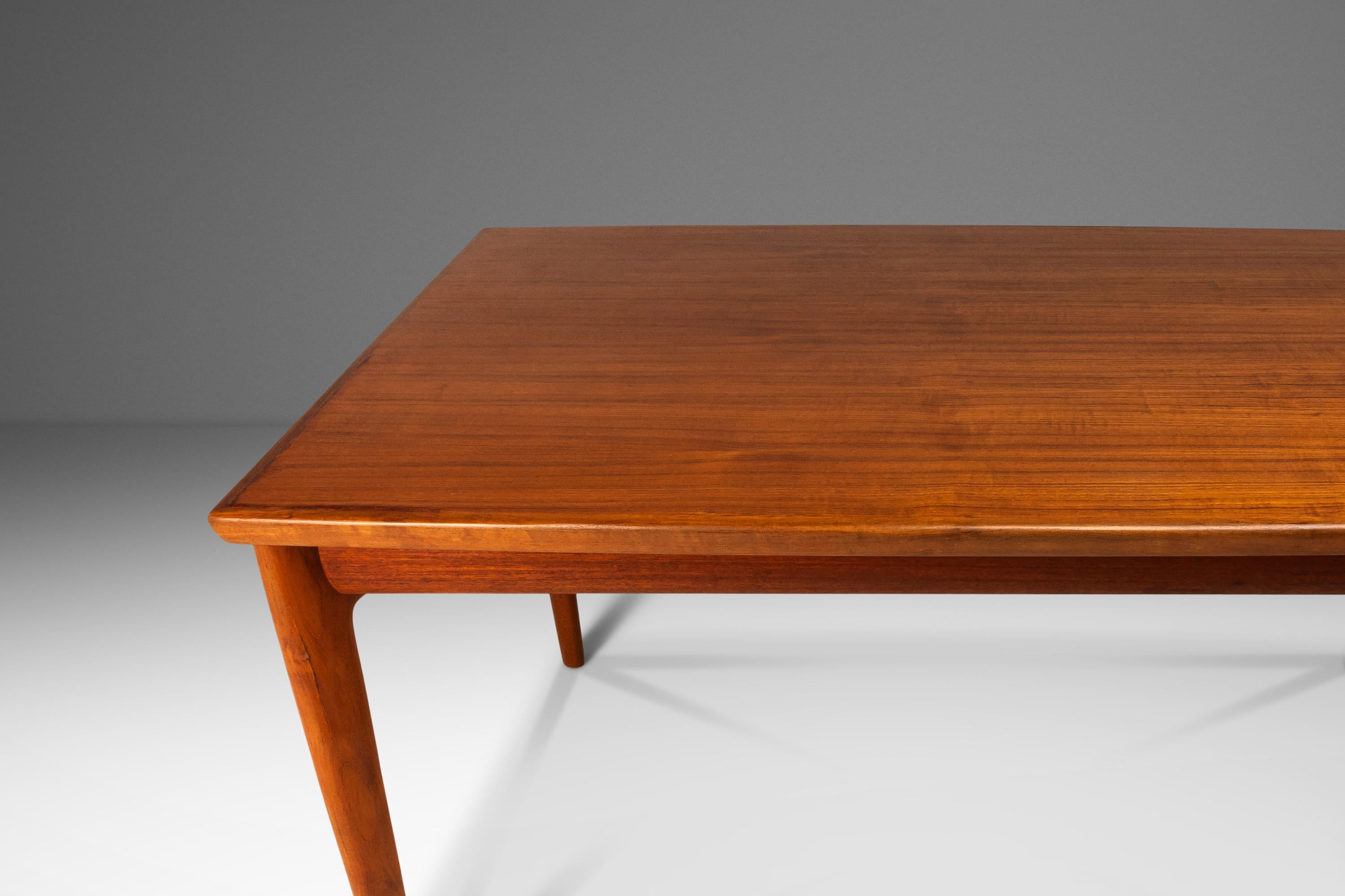 Danish Modern Expansion Dining Table in Teak w/ Stow-in-Table Leaves, c. 1960s For Sale 11