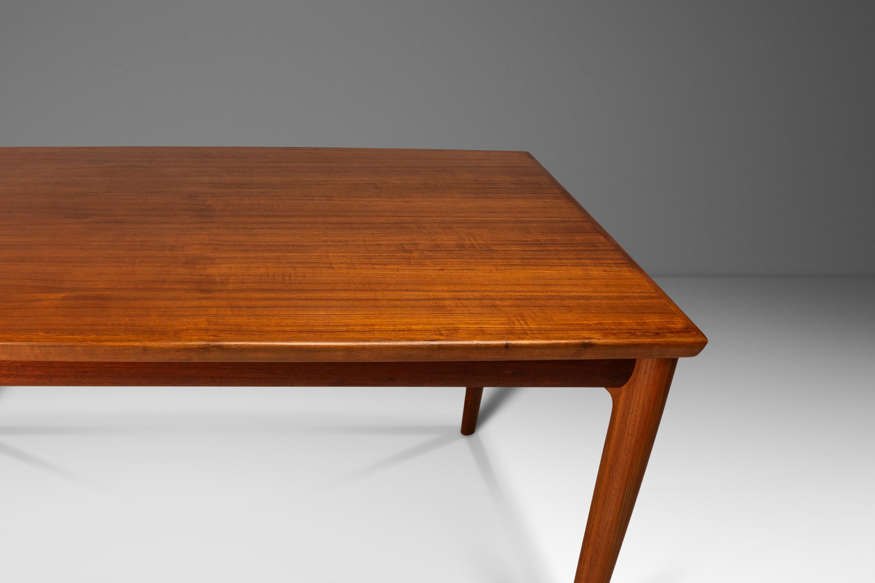 Danish Modern Expansion Dining Table in Teak w/ Stow-in-Table Leaves, c. 1960s For Sale 12