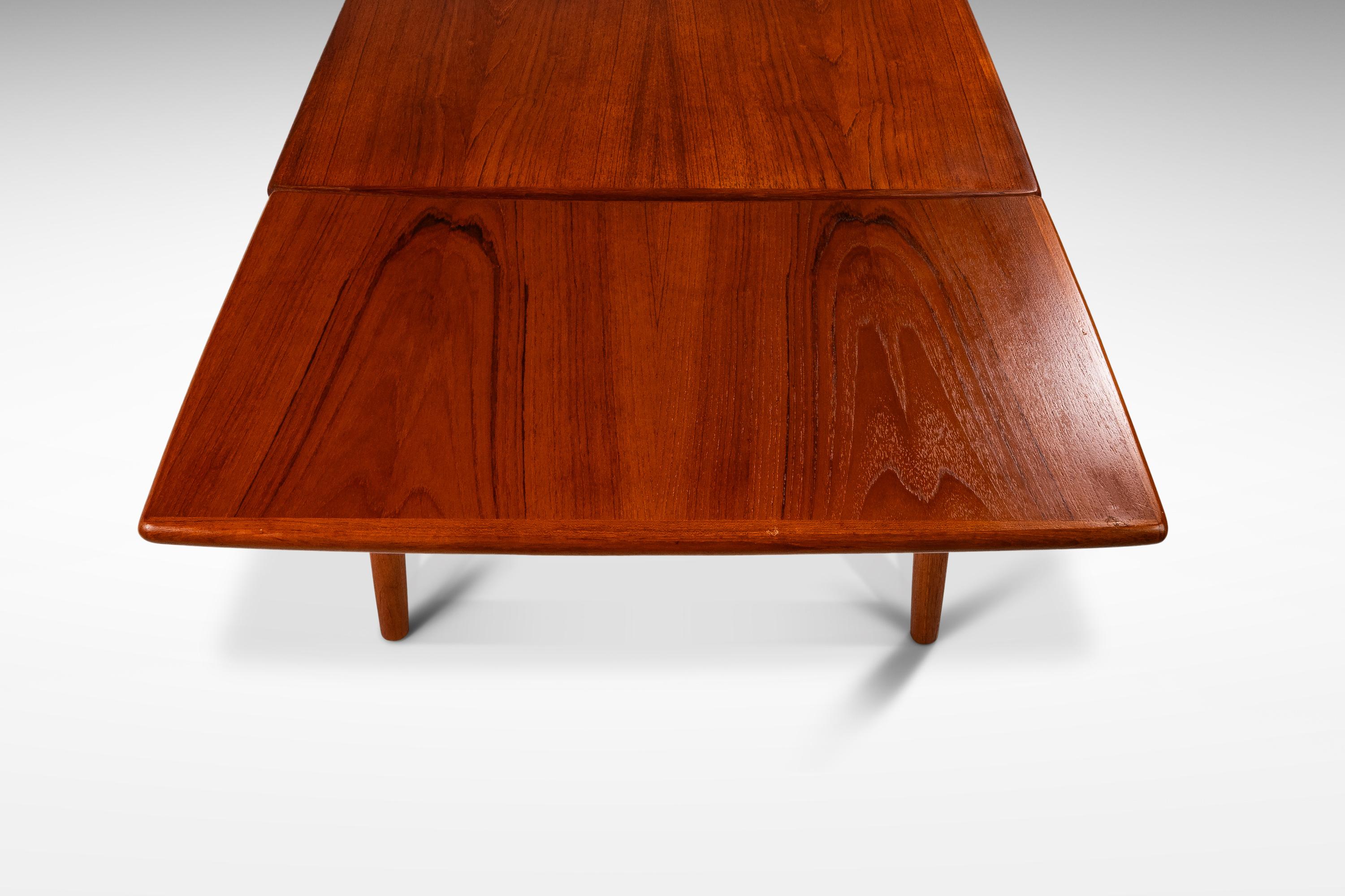Danish Modern Expansion Dining Table in Teak w/ Stow-In-Table Leaves, c. 1960s For Sale 1