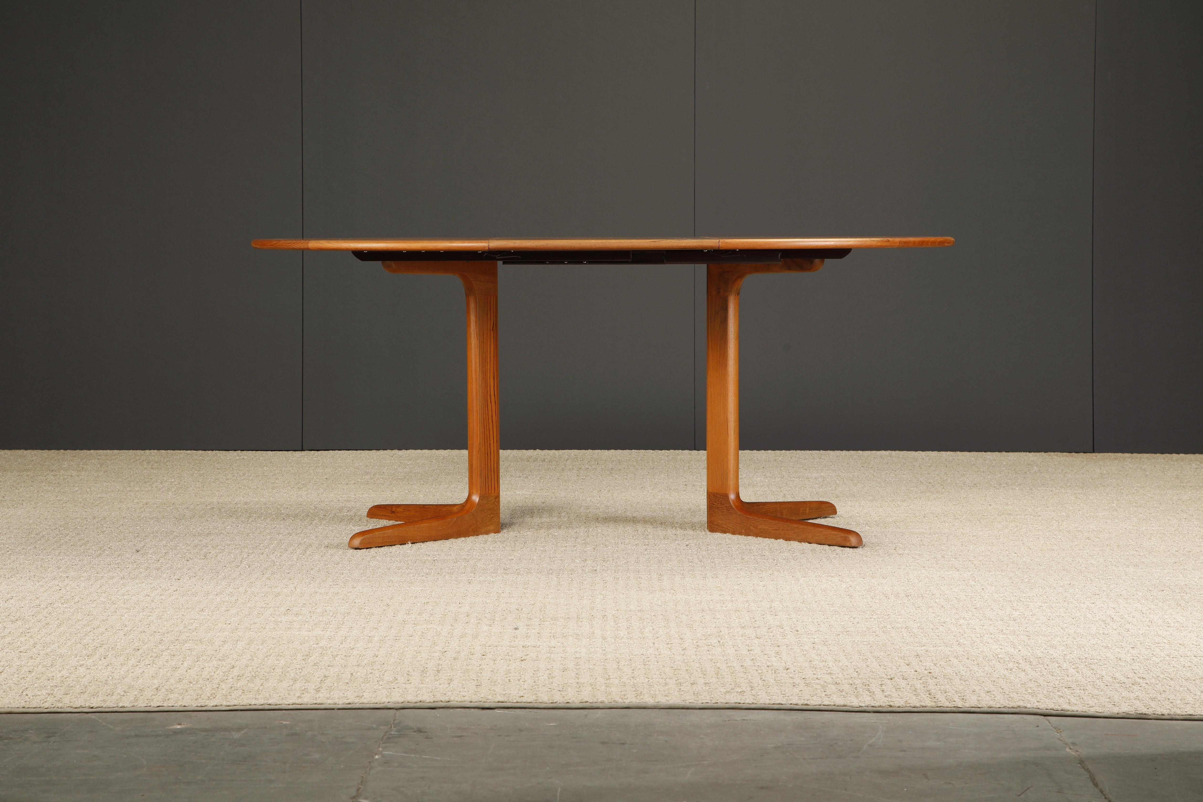 Danish Modern Extendable Dining Table w Two Leaves, c 1970s, Refinished, Signed For Sale 4