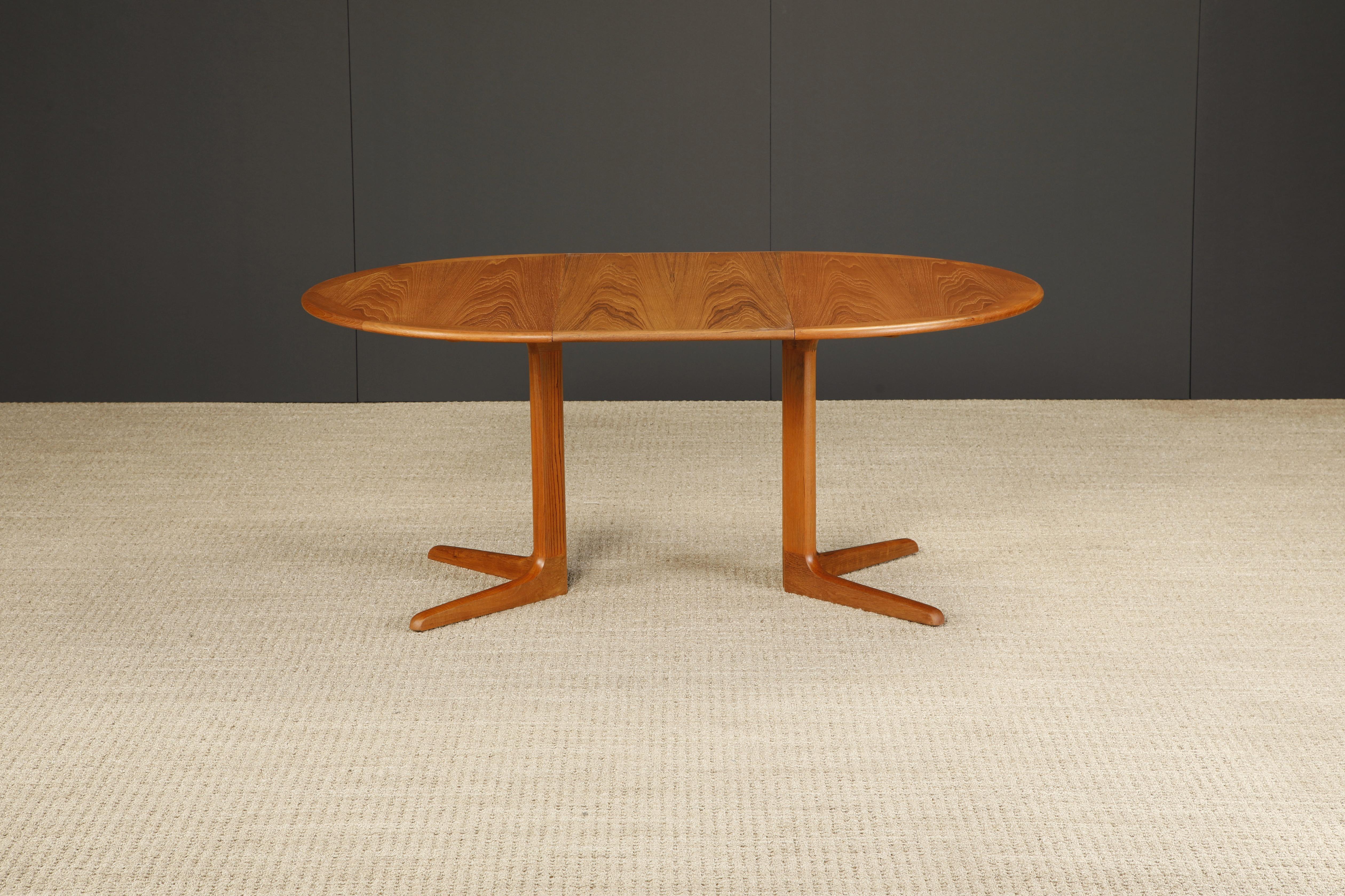 Danish Modern Extendable Dining Table w Two Leaves, c 1970s, Refinished, Signed For Sale 5