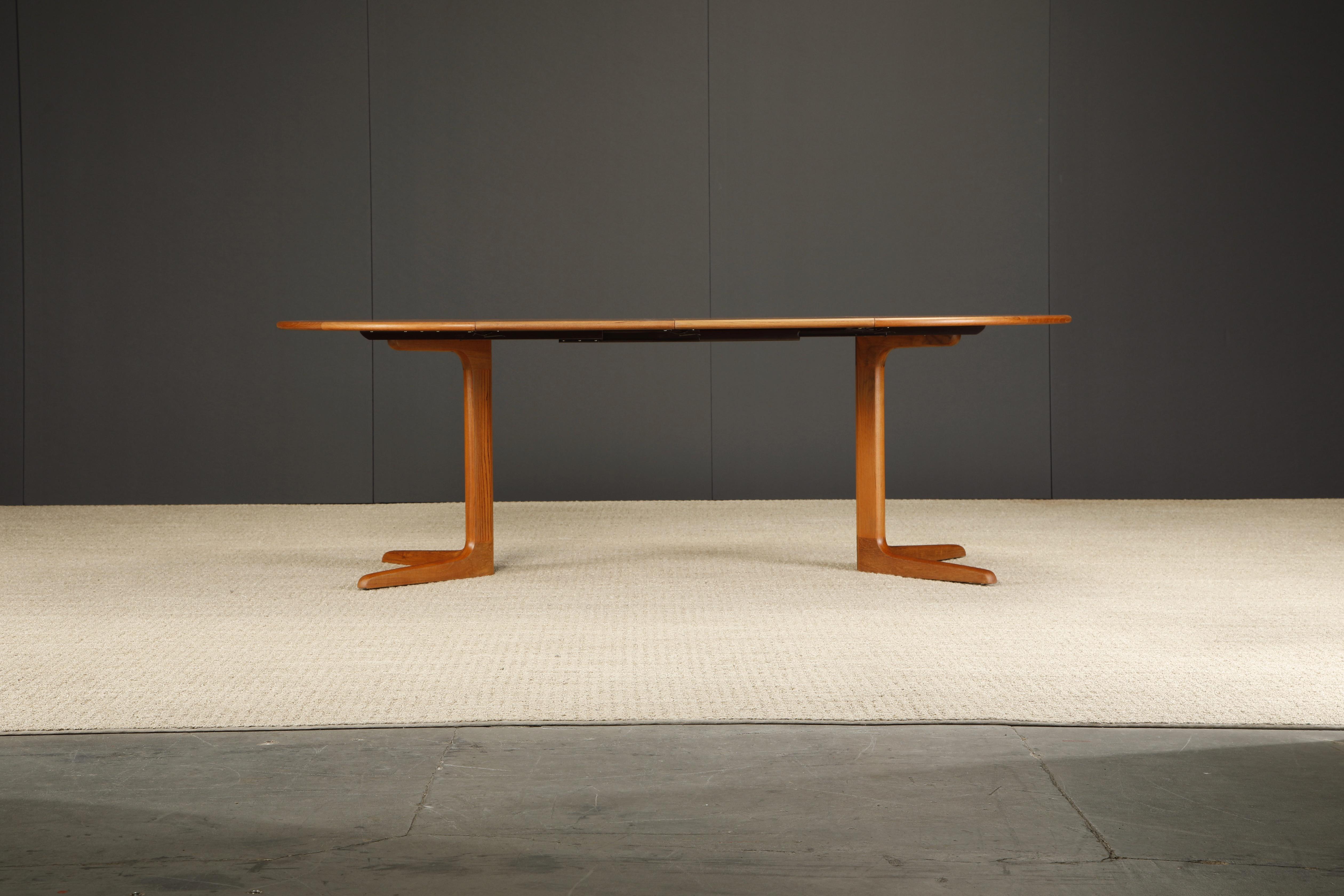 Danish Modern Extendable Dining Table w Two Leaves, c 1970s, Refinished, Signed For Sale 6