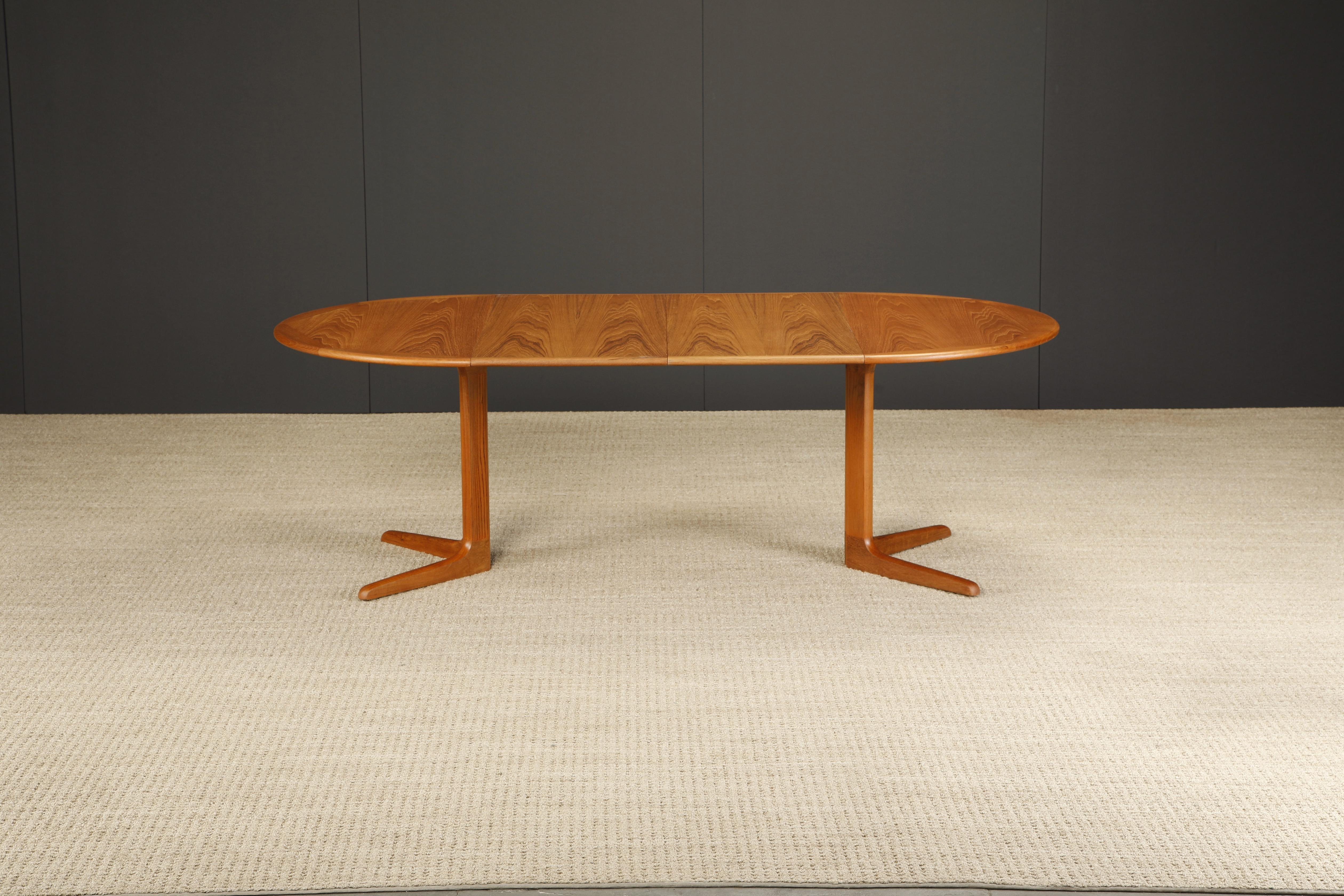 Danish Modern Extendable Dining Table w Two Leaves, c 1970s, Refinished, Signed For Sale 7
