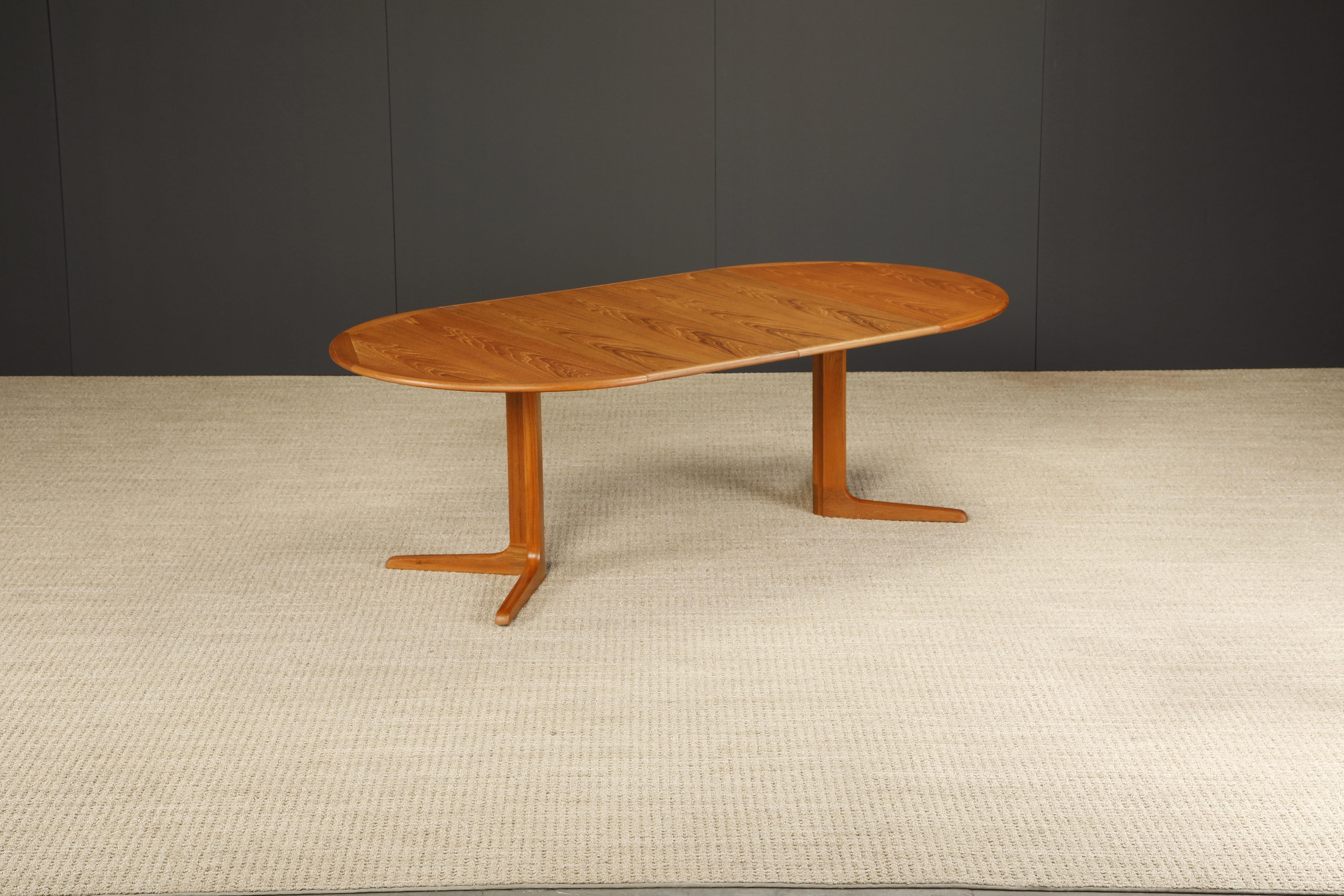 Danish Modern Extendable Dining Table w Two Leaves, c 1970s, Refinished, Signed For Sale 8