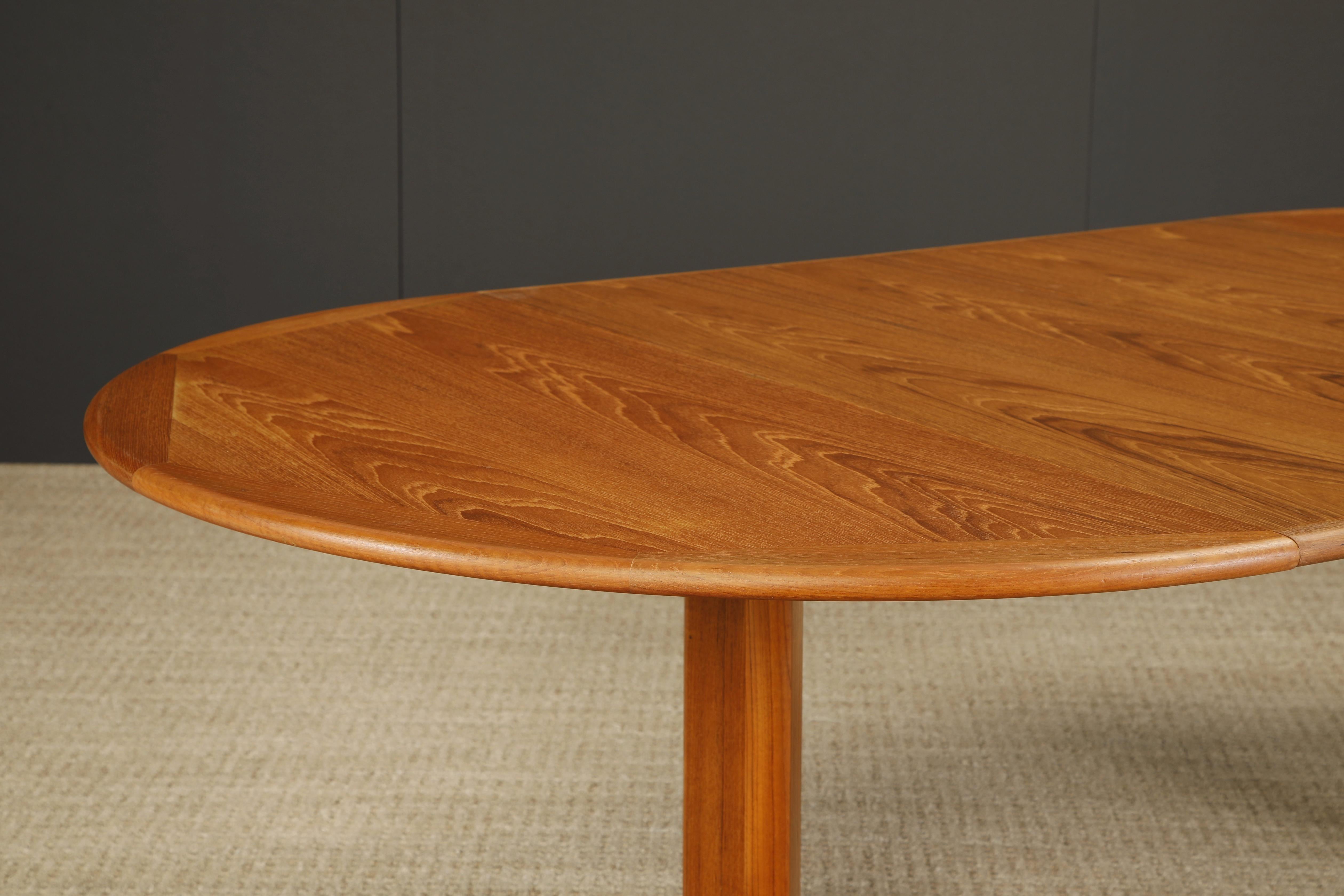 Danish Modern Extendable Dining Table w Two Leaves, c 1970s, Refinished, Signed For Sale 9