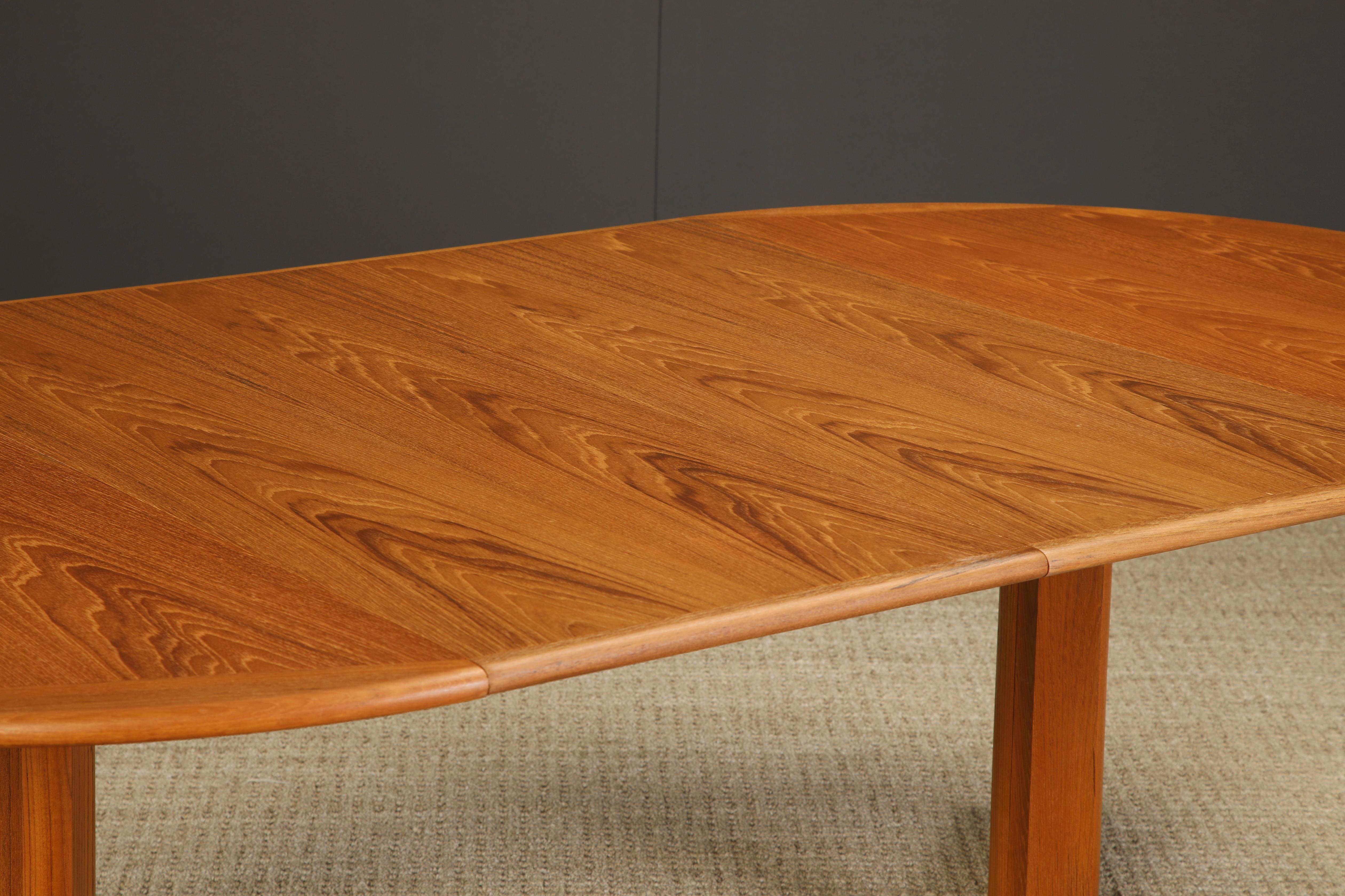 Danish Modern Extendable Dining Table w Two Leaves, c 1970s, Refinished, Signed For Sale 10