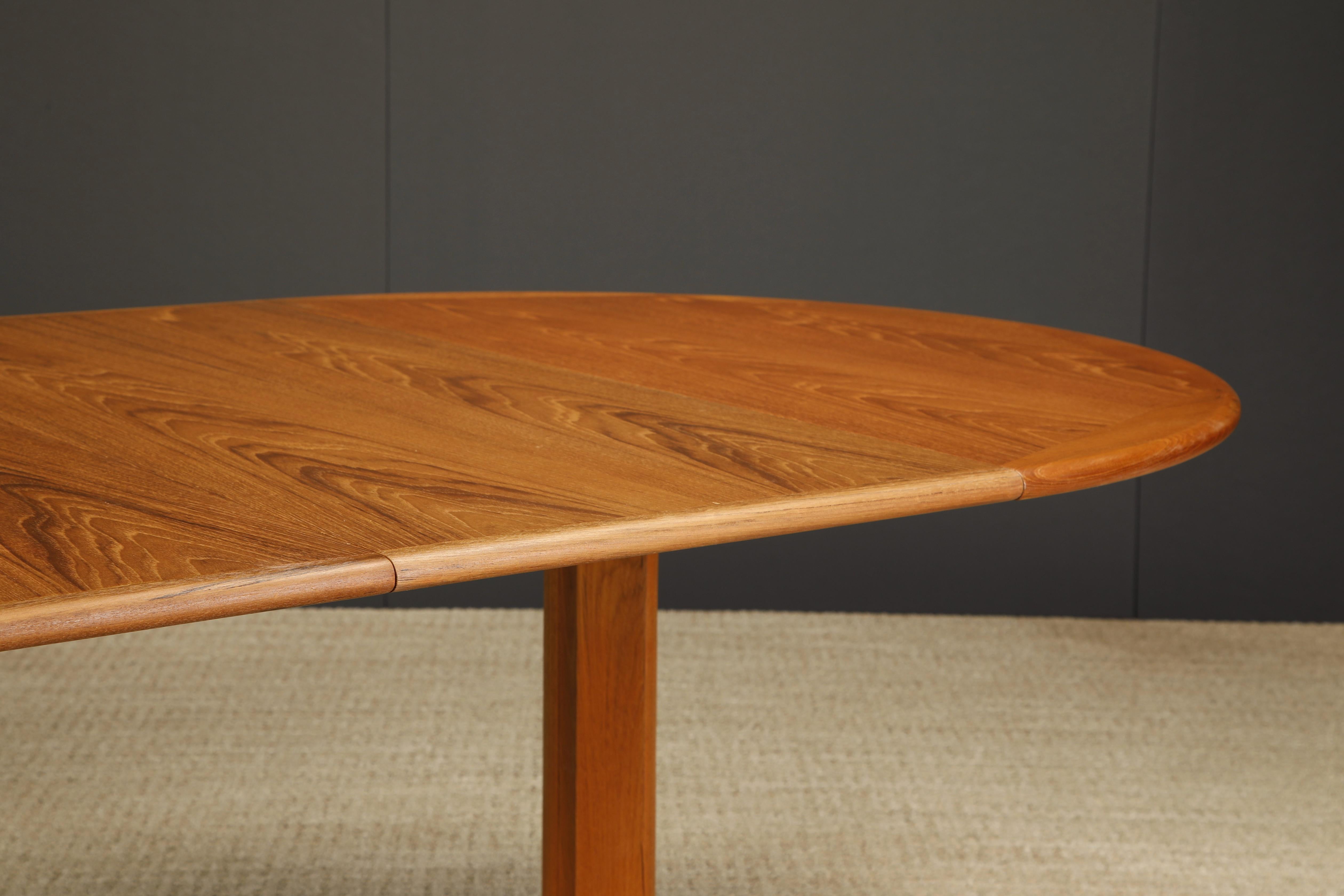 Danish Modern Extendable Dining Table w Two Leaves, c 1970s, Refinished, Signed For Sale 11