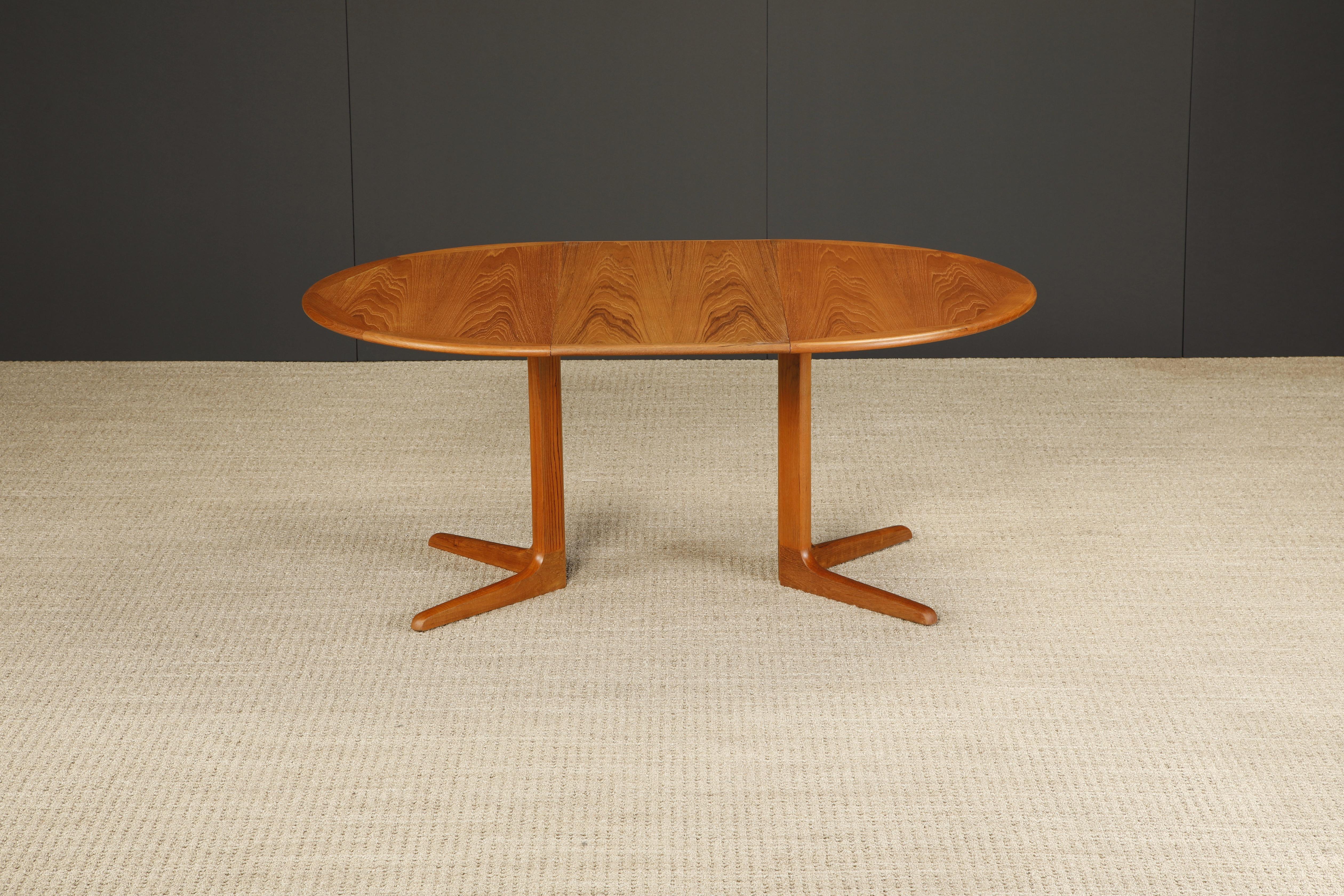 Mid-Century Modern Danish Modern Extendable Dining Table w Two Leaves, c 1970s, Refinished, Signed For Sale