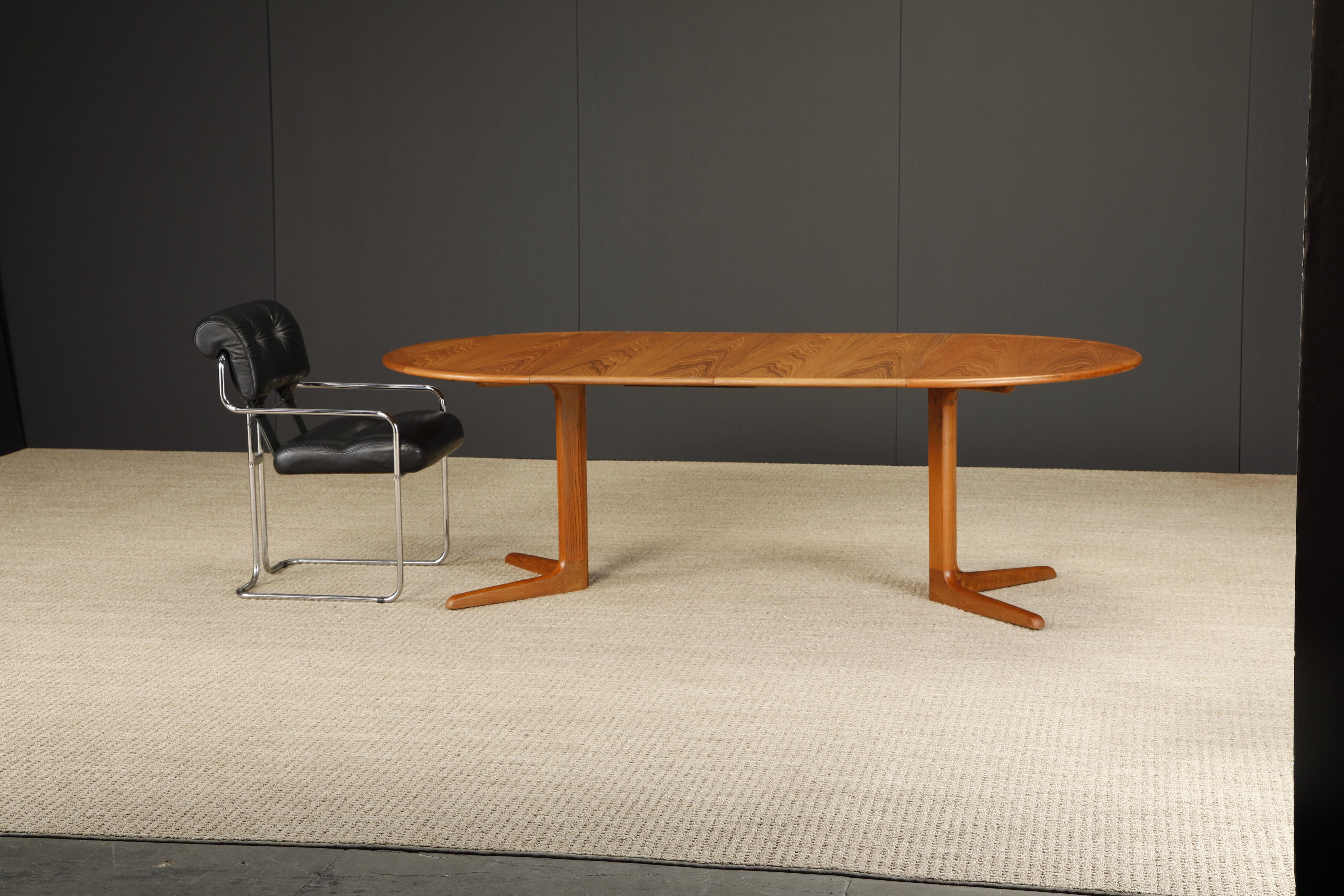 Late 20th Century Danish Modern Extendable Dining Table w Two Leaves, c 1970s, Refinished, Signed For Sale