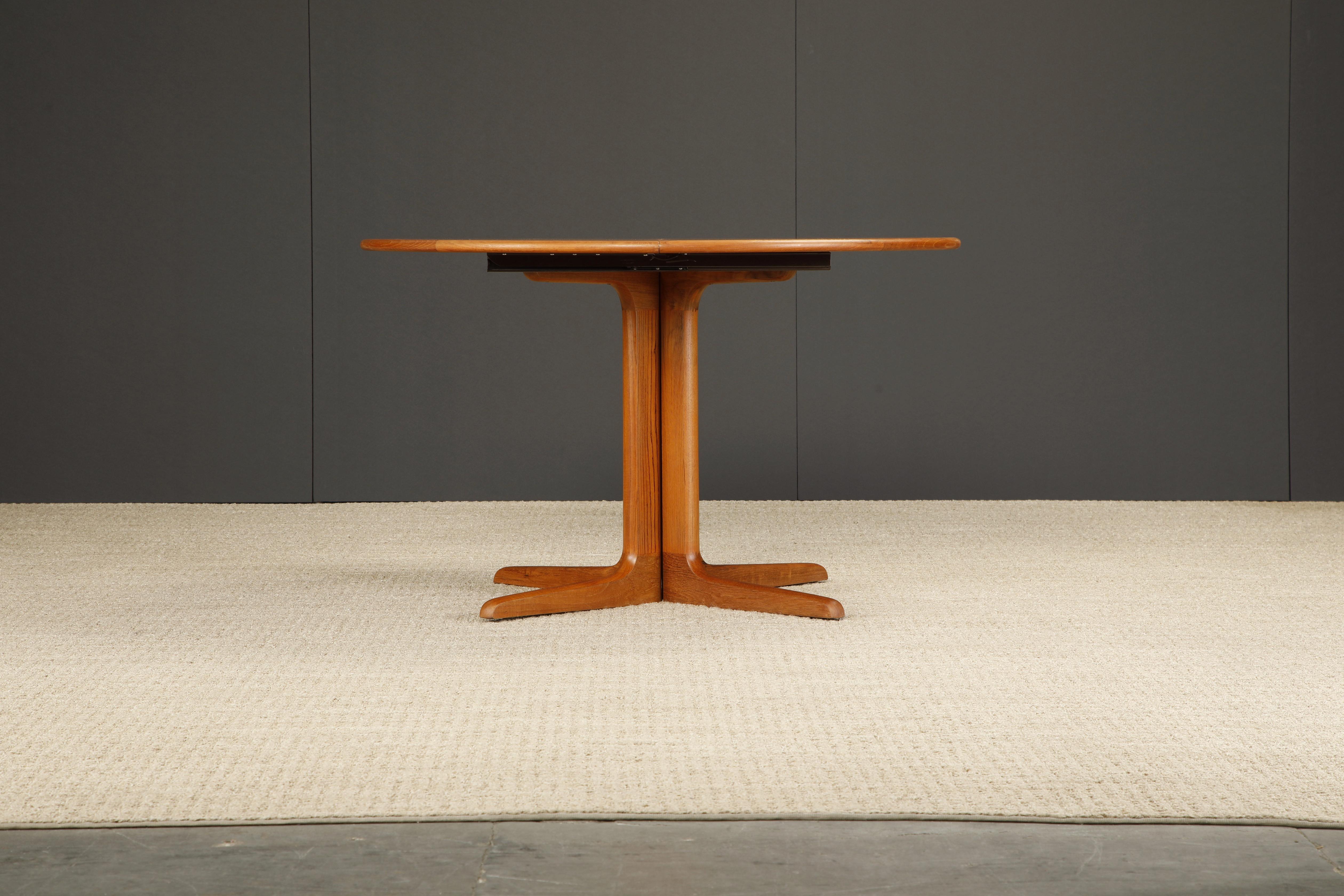 Danish Modern Extendable Dining Table w Two Leaves, c 1970s, Refinished, Signed For Sale 1