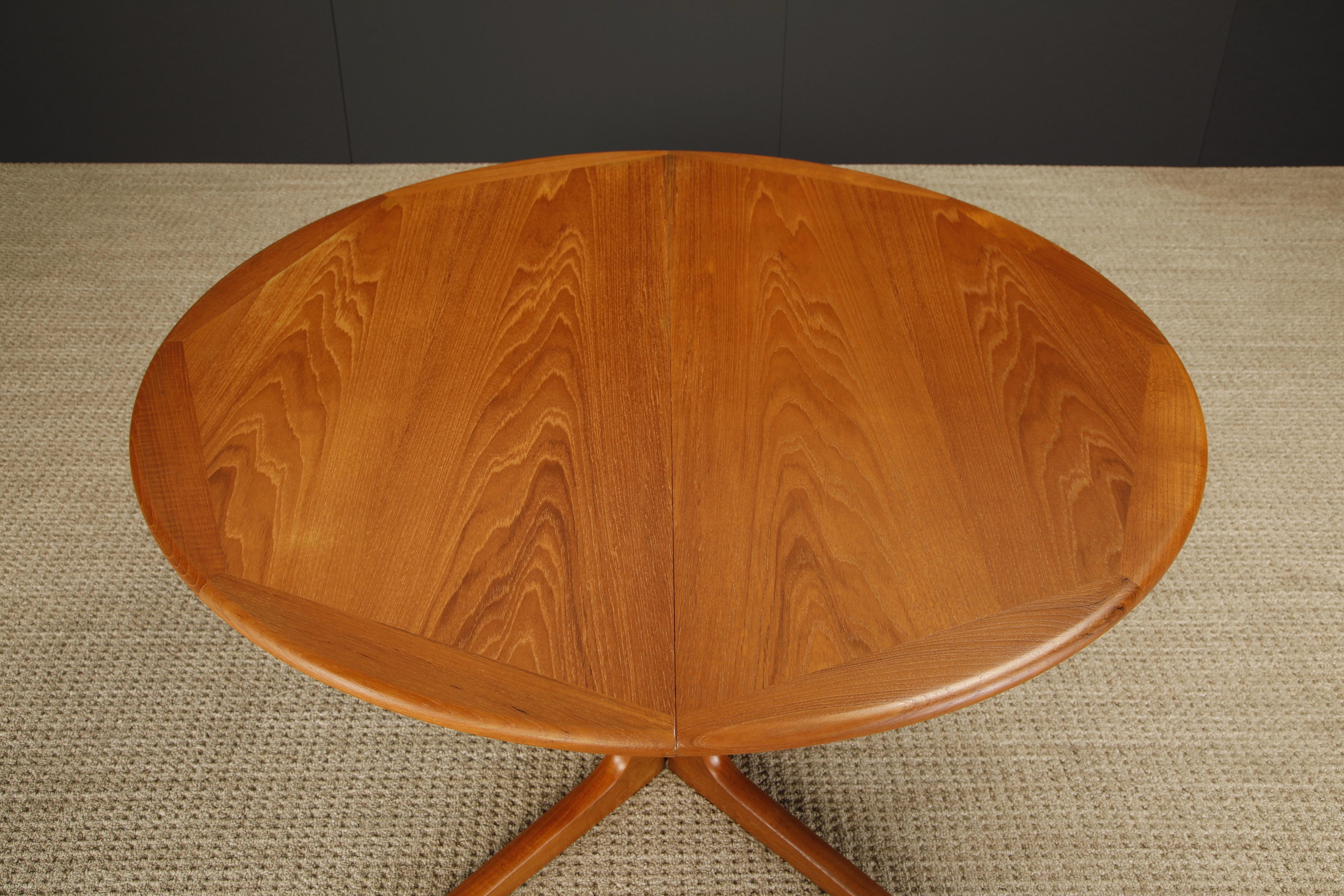 Danish Modern Extendable Dining Table w Two Leaves, c 1970s, Refinished, Signed For Sale 2
