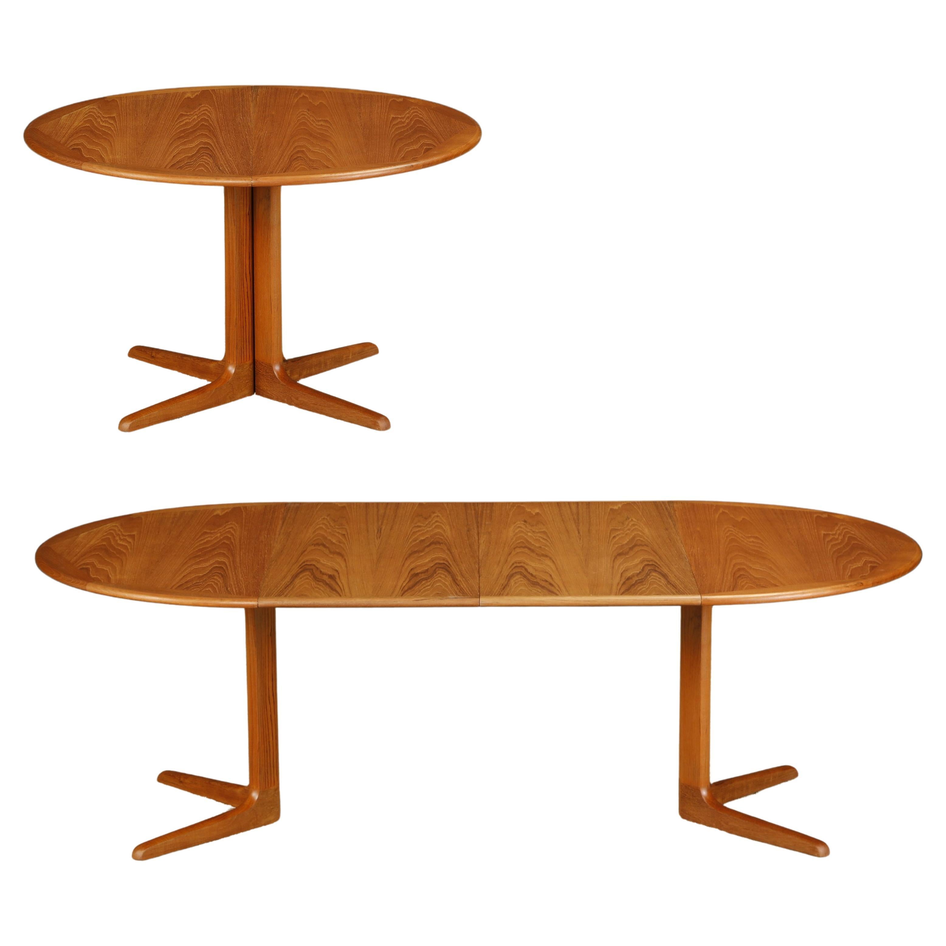 Danish Modern Extendable Dining Table w Two Leaves, c 1970s, Refinished, Signed
