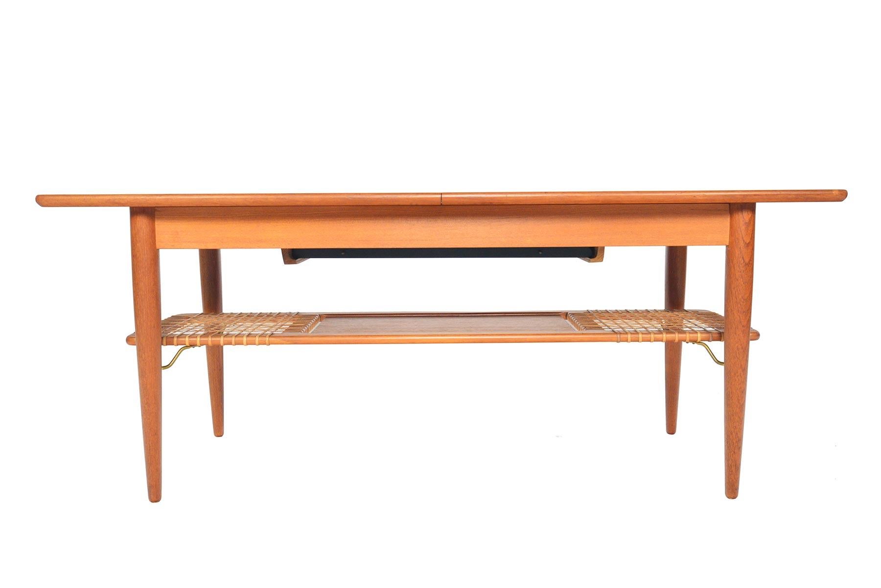 Danish Modern Extendable Teak Coffee Table with Storage 4