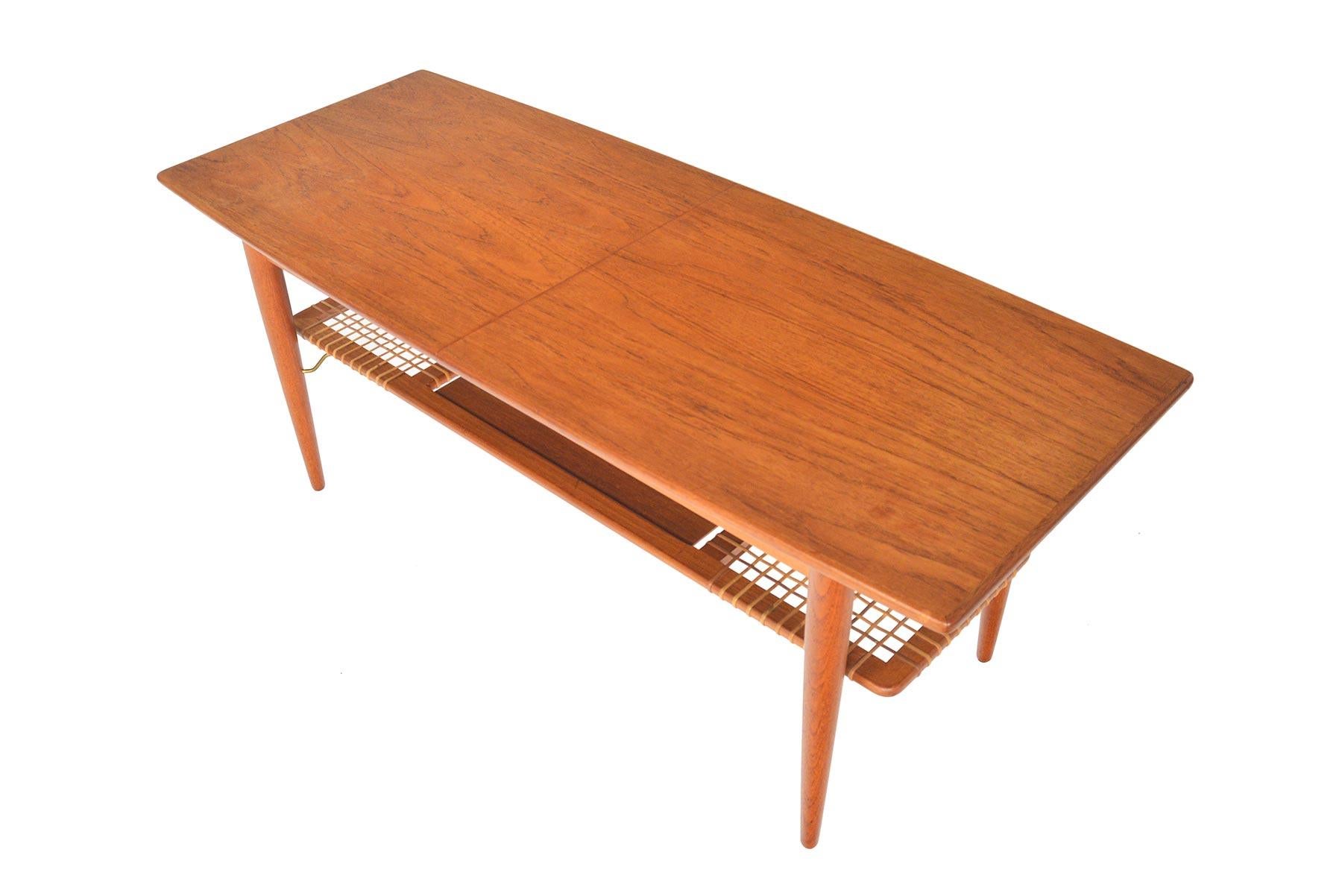 Danish Modern Extendable Teak Coffee Table with Storage 5