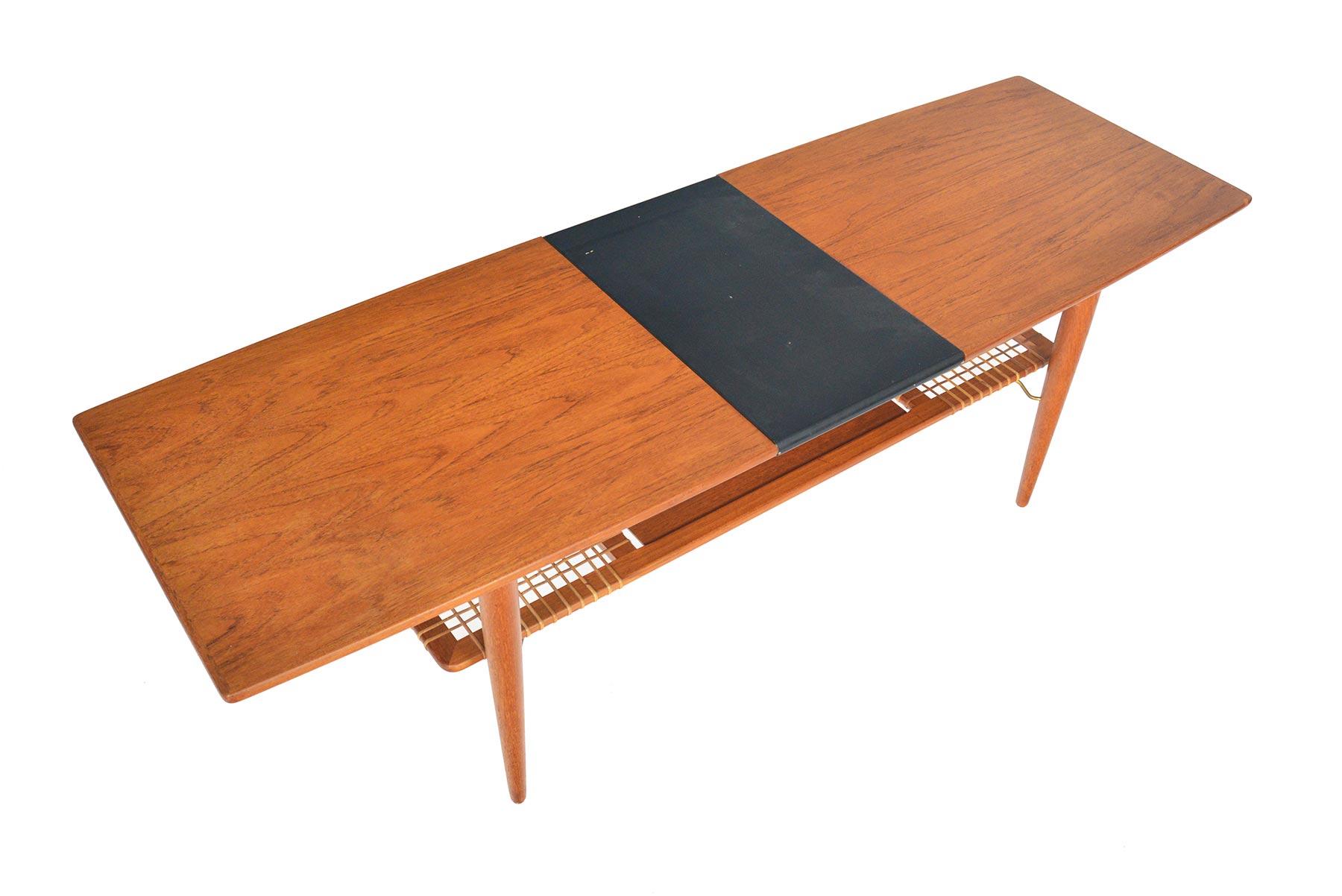 Scandinavian Modern Danish Modern Extendable Teak Coffee Table with Storage