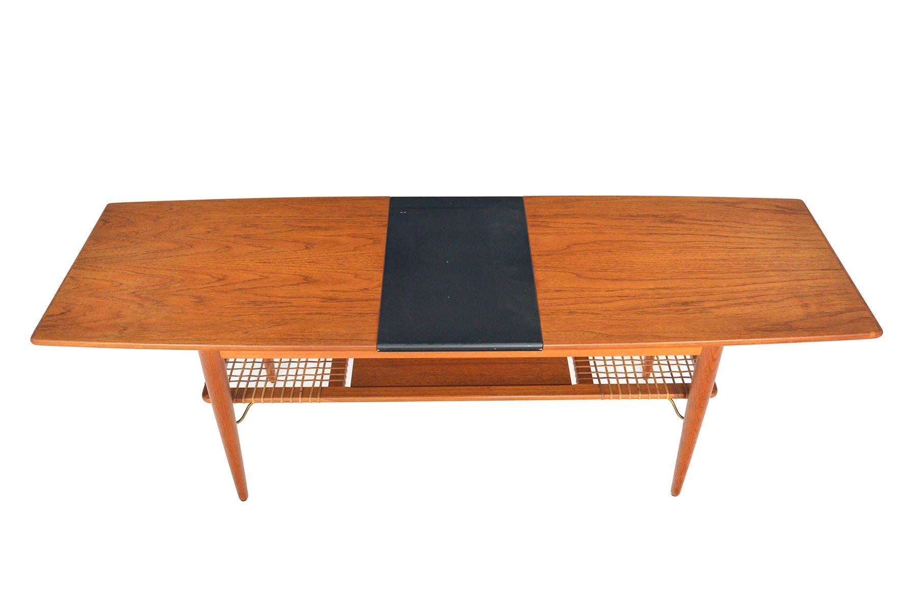 Danish Modern Extendable Teak Coffee Table with Storage 1
