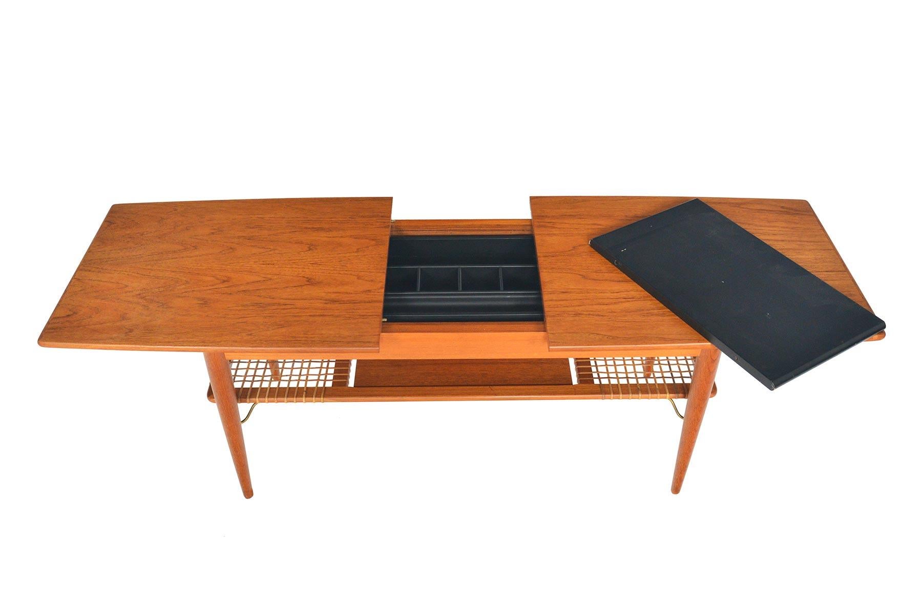 Danish Modern Extendable Teak Coffee Table with Storage 2