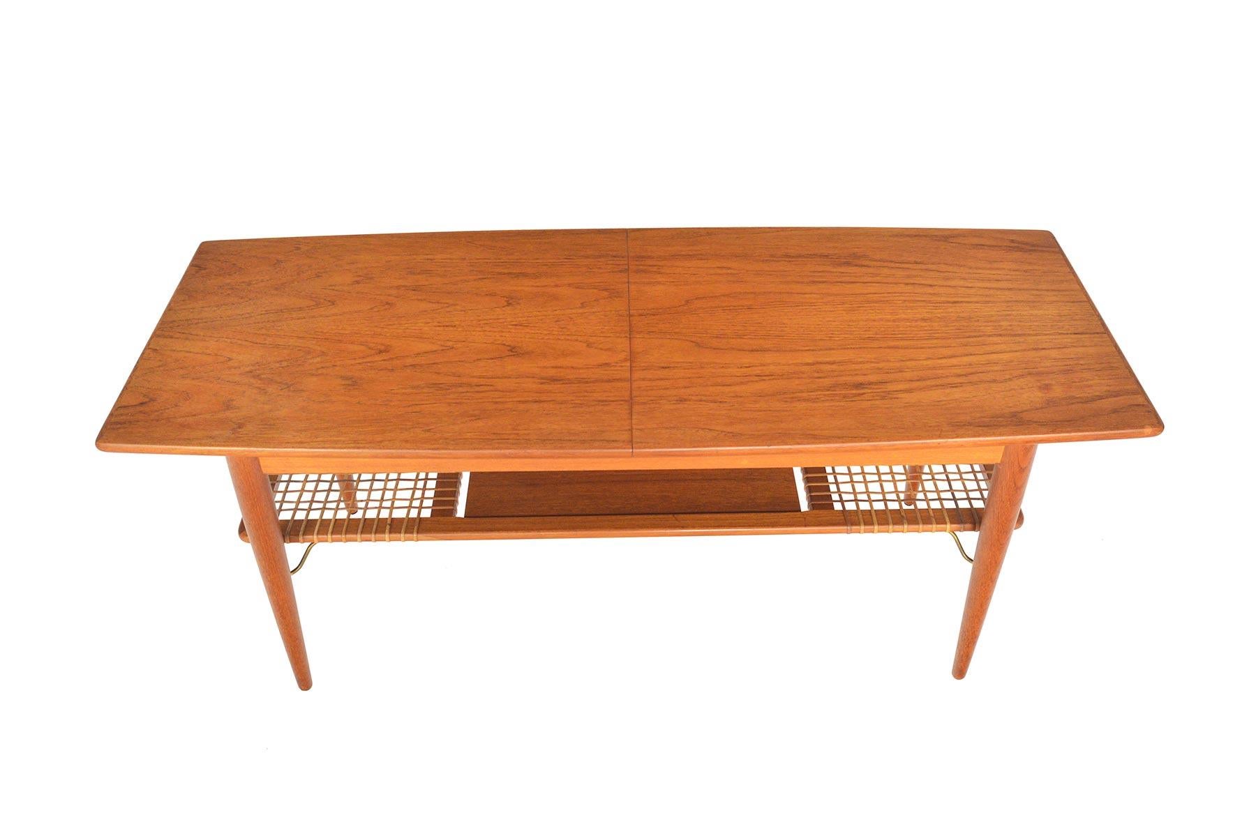 Danish Modern Extendable Teak Coffee Table with Storage 3