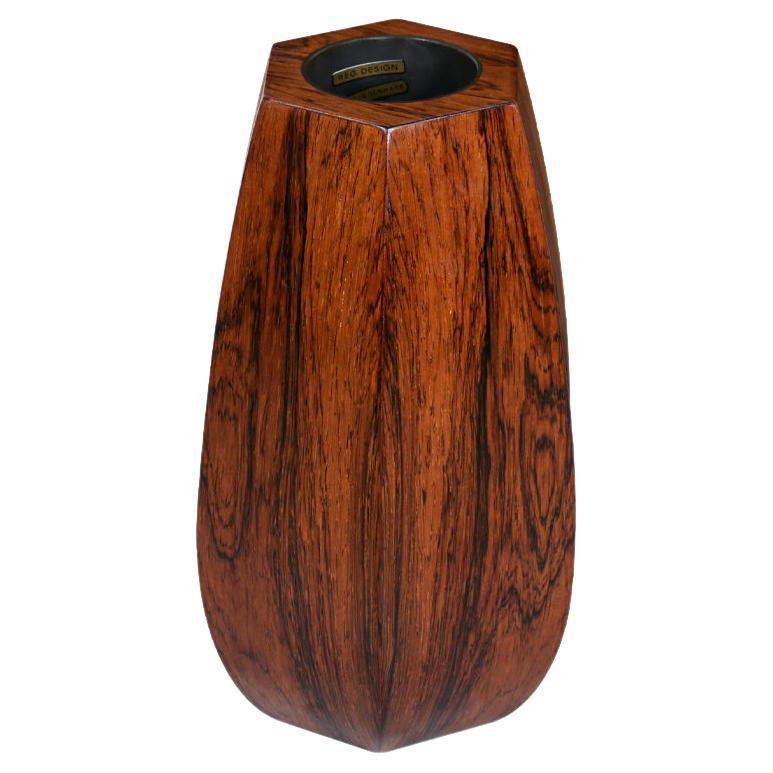 Expertly Restored - Danish Modern Faceted Rosewood Vase