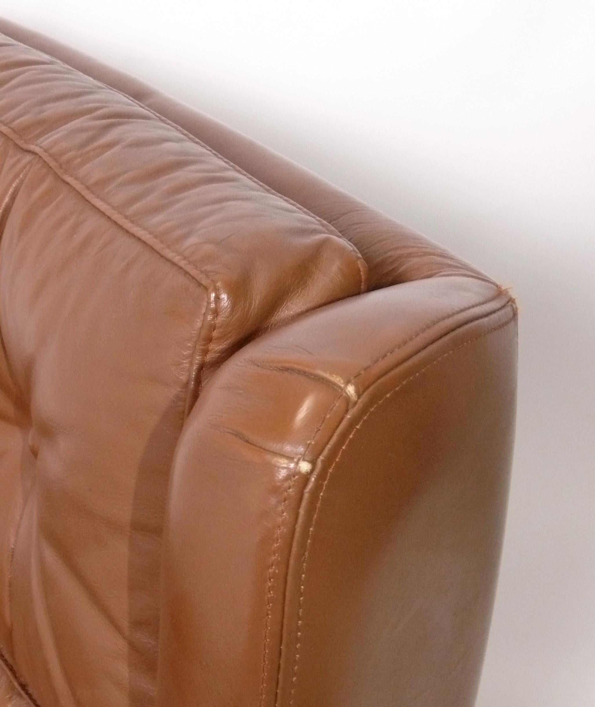 Danish Modern Faux Leather Lounge Chair and Ottoman circa 1960s For Sale 2