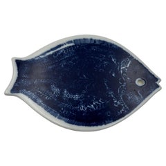 Danish Modern Fish Hot Plate Ceramic by Porsgrund Norway Handpainted