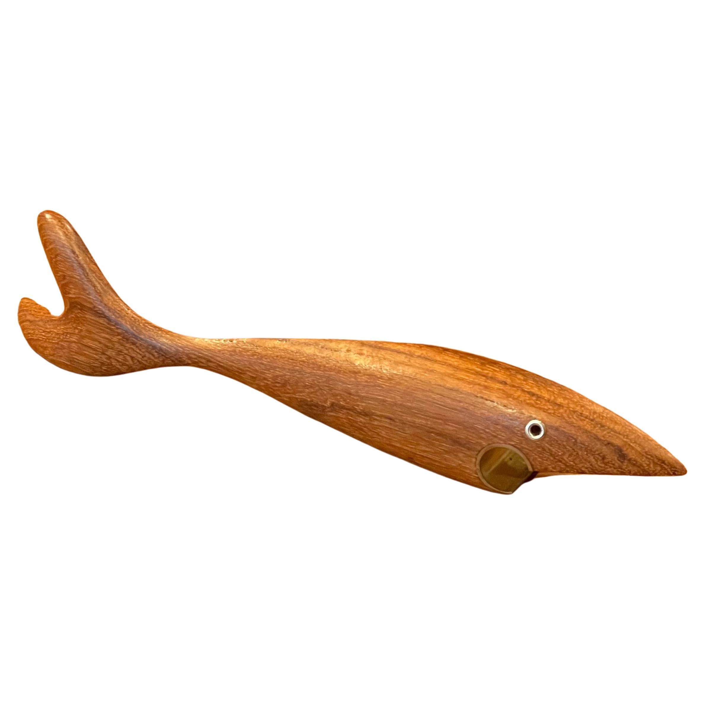 Danish Modern Fish Shaped Teak and Brass Bottle Opener