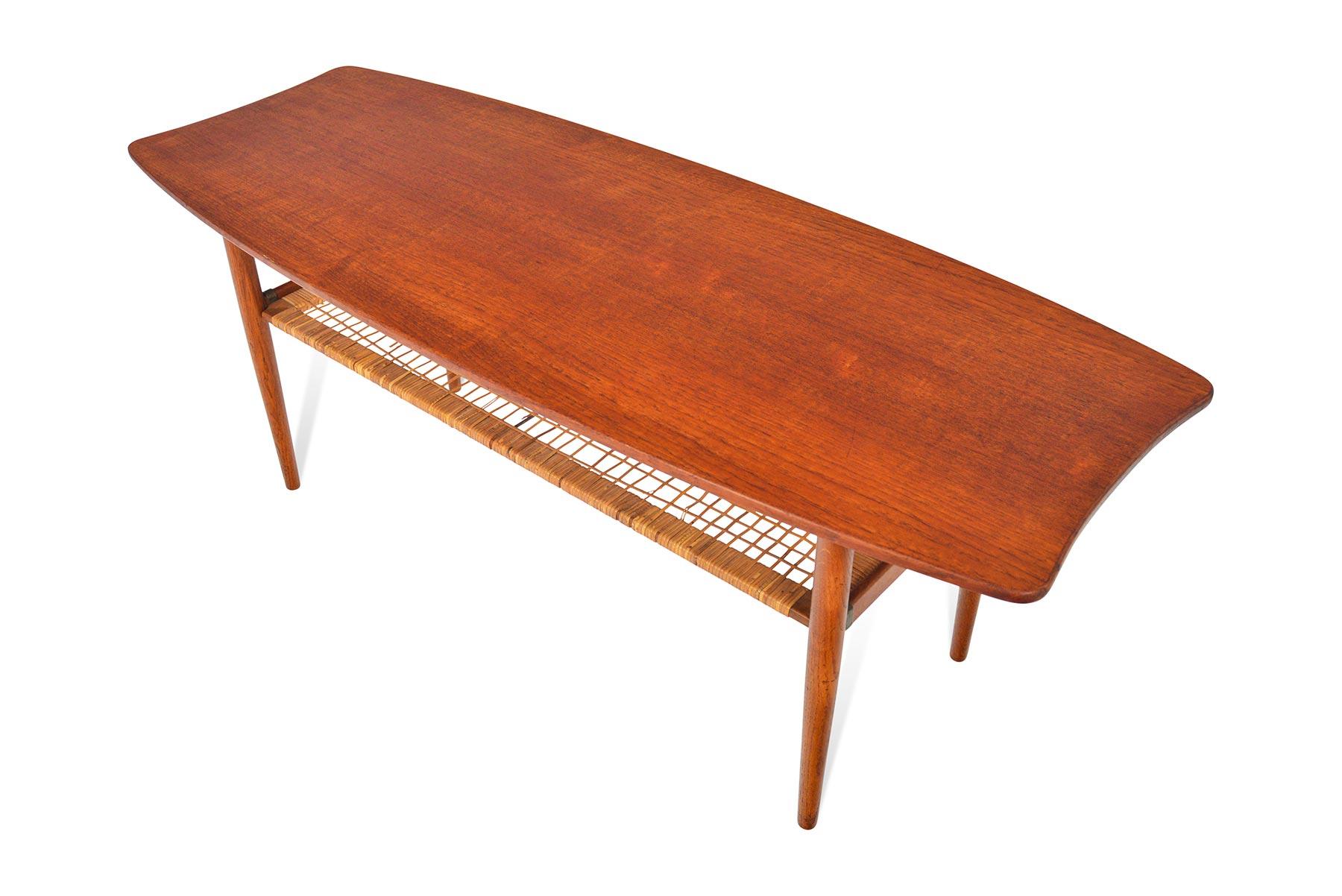 Danish Modern Fish Tail Teak Surfboard Coffee Table 1