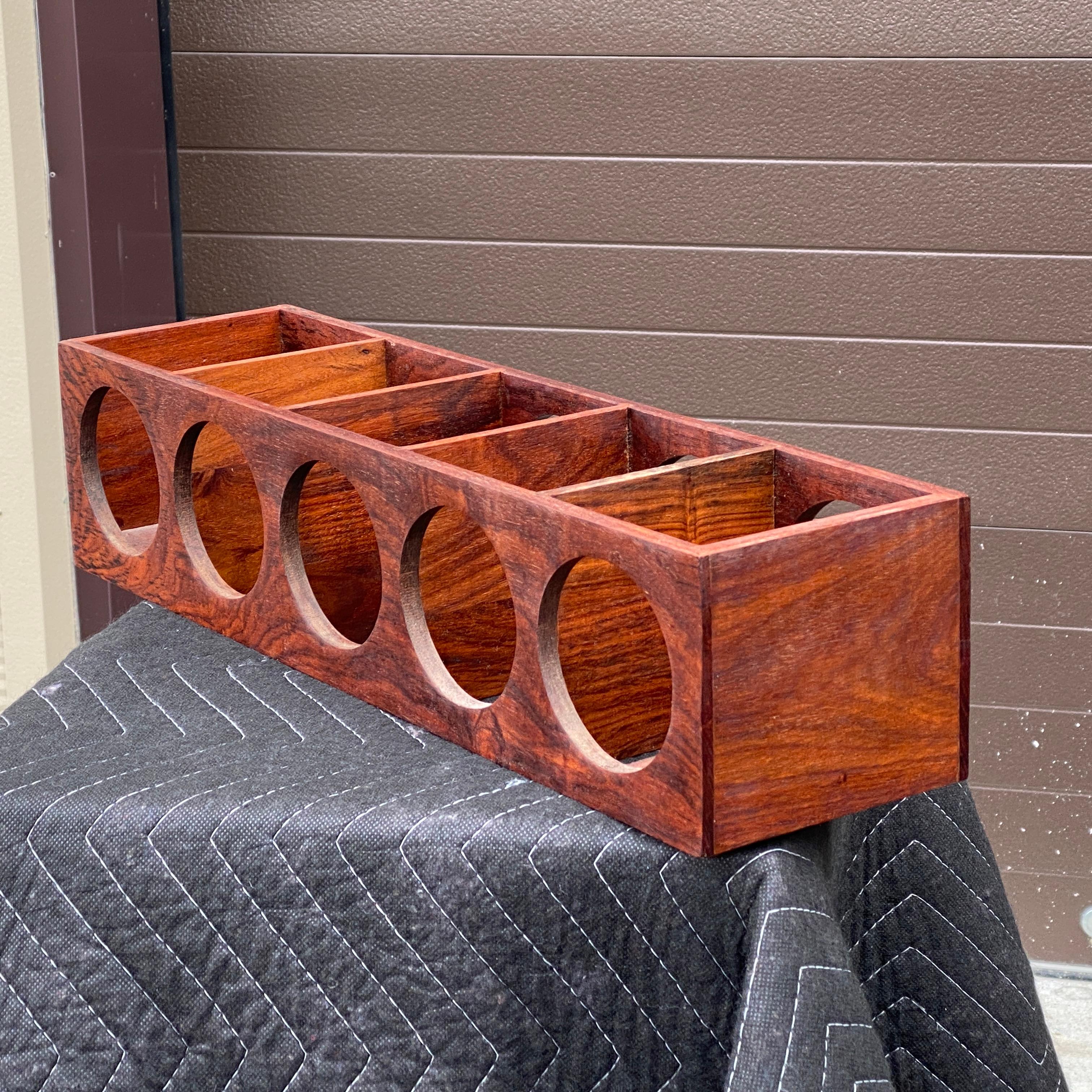 Danish Modern Five Bottle Solid Rosewood Wall-Mounted Wine Rack For Sale 3