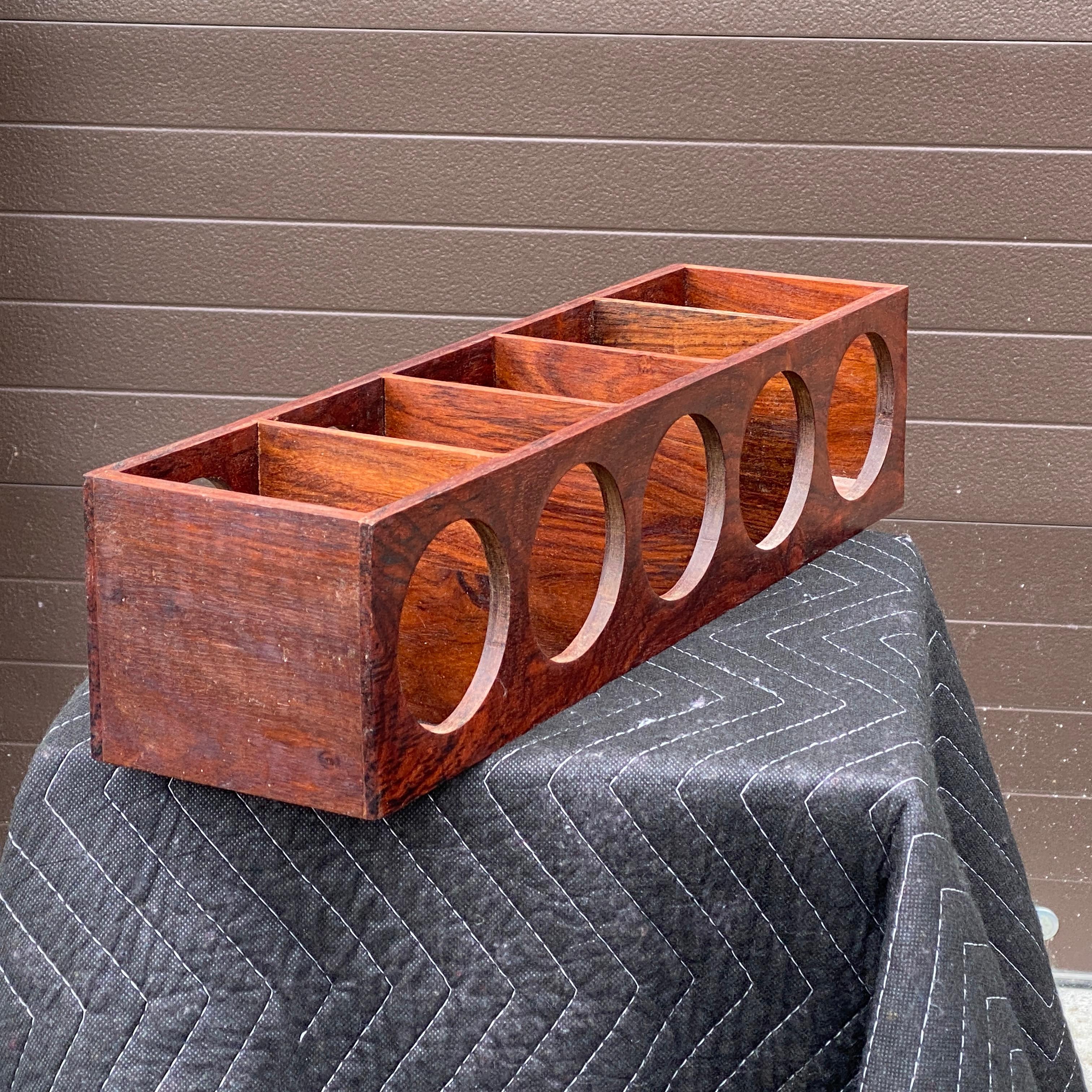 Danish Modern Five Bottle Solid Rosewood Wall-Mounted Wine Rack For Sale 4