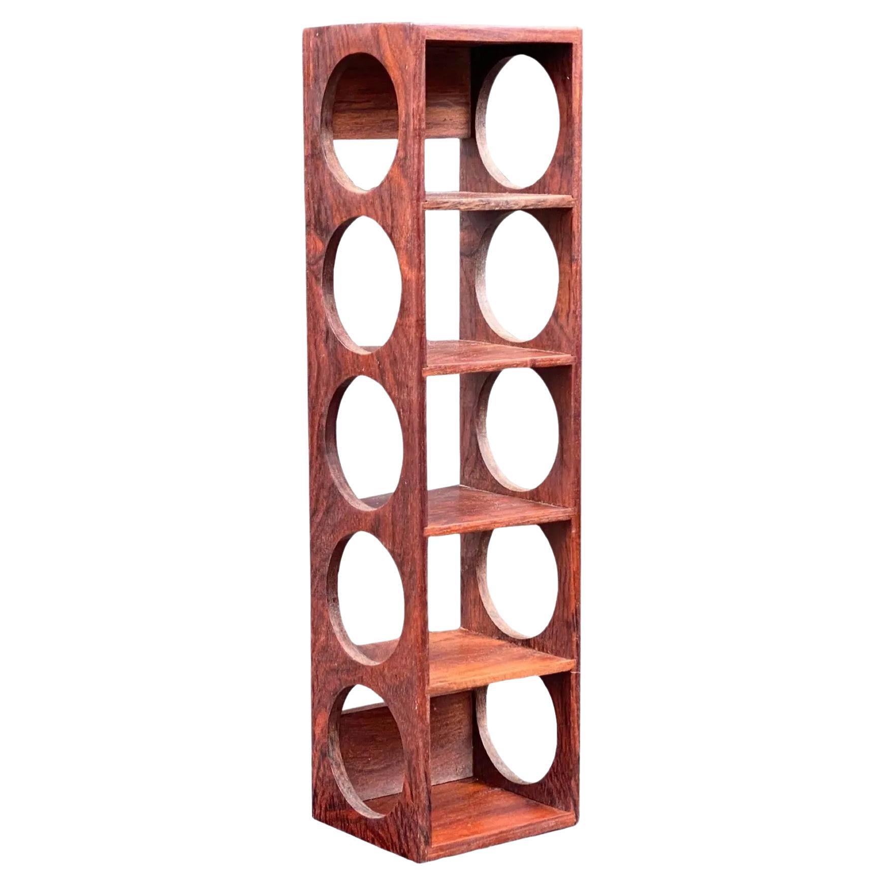 Danish Modern Five Bottle Solid Rosewood Wall-Mounted Wine Rack