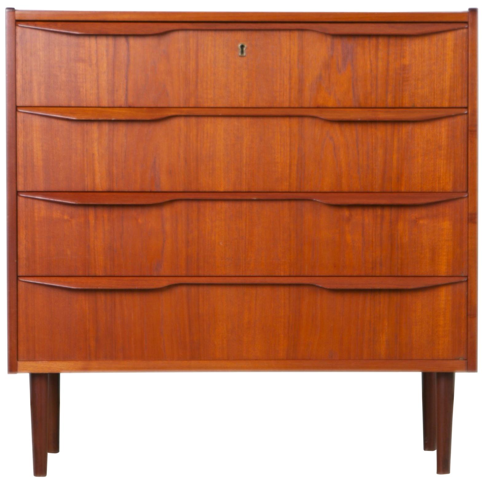 Danish Modern Five-Drawer Teak Highboy Dresser by Gunnar Nielsen Tibergaard