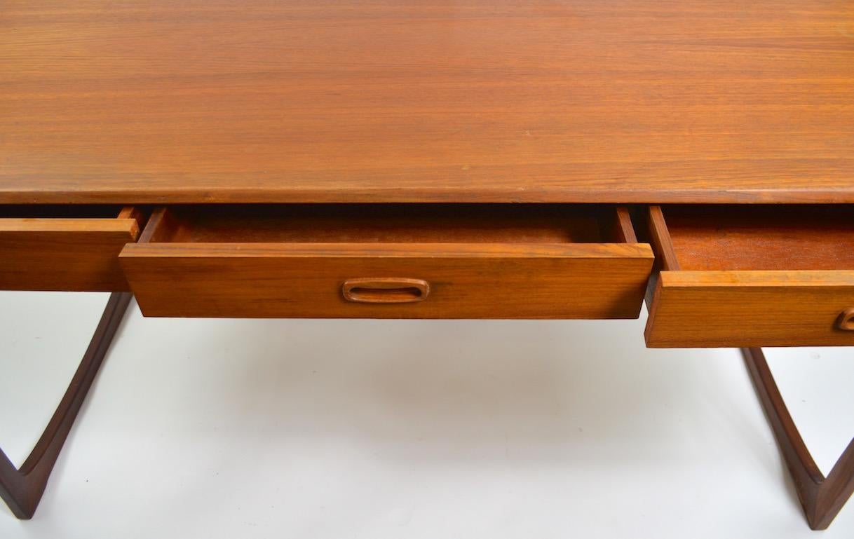 Scandinavian Modern Danish Modern Flat Top Writing Desk Teak and Rosewood