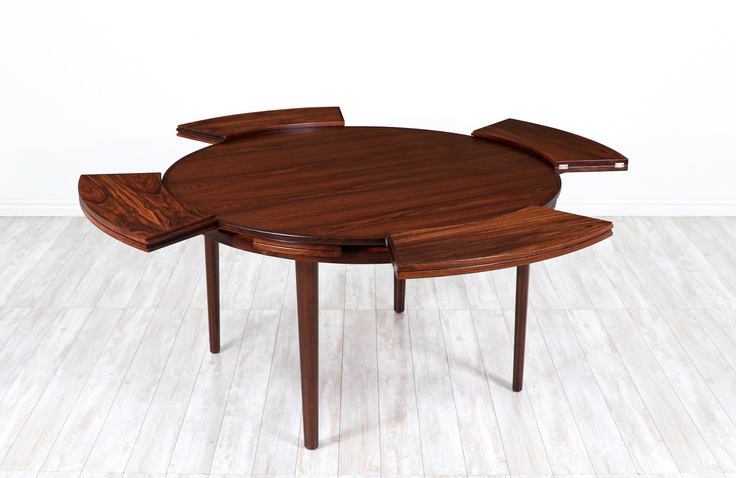 Mid-Century Modern Danish Modern “Flip-Flap” Expanding Rosewood Dining Table by Dyrlund